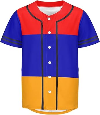 Vnurnrn Armenia Flag Mens Baseball Button Down Jersey Hipster Hip Hop T Shirts