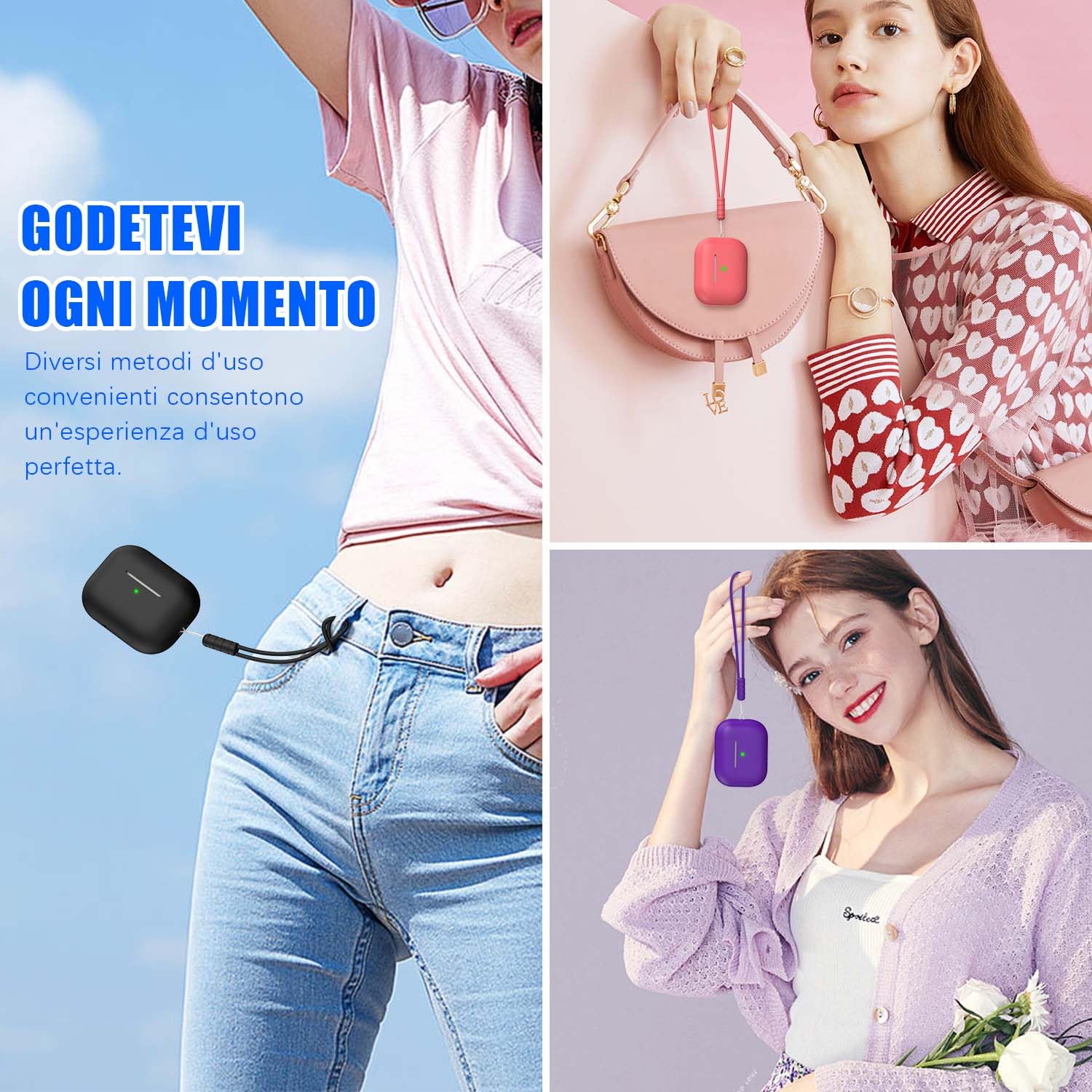 Custodia per AirPods Pro di seconda generazione, Custodia per AirPods Pro in morbido silicone anticaduta e antiurto Skin Touch con portachiavi e kit di pulizia,Nero