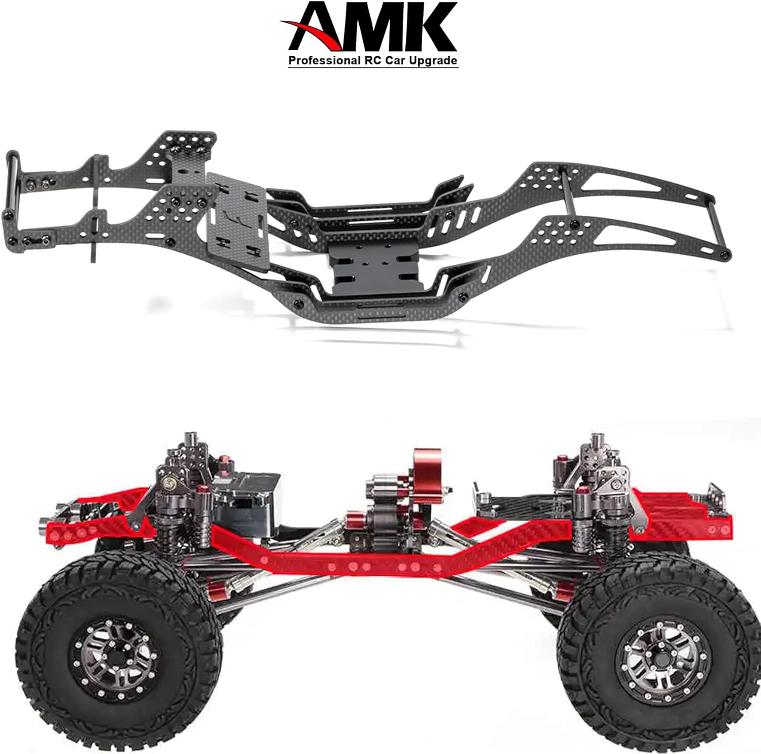 RC Chassis Kit Frame Girder LCG Carbon Fiber for 1/10 RC Rock Crawle, Gen3 Carbon Fiber LCG Chassis Rails Kit, Lightweight Thickened Cheater Rigs Frame Rails for 1/10 RC Rock Crawler Axial SCX10