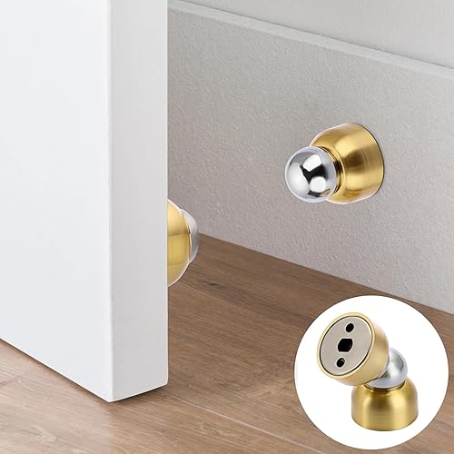 Miniatura 2 de Sumnacon 2 mini topes de puerta de acero inoxidable, potente tope magnético de puerta con tornillos, soporte de puerta resistente para dormitorio,