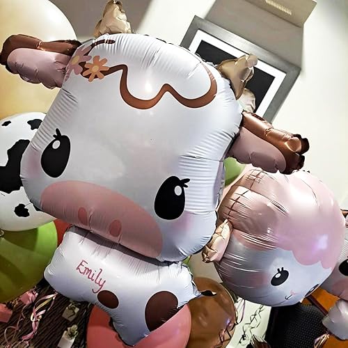 Miniatura 4 de Globos de vaca lindo globo de papel de aluminio, ideal para baby shower, cumpleaños y decoración de fiesta temática de animales de granja (2