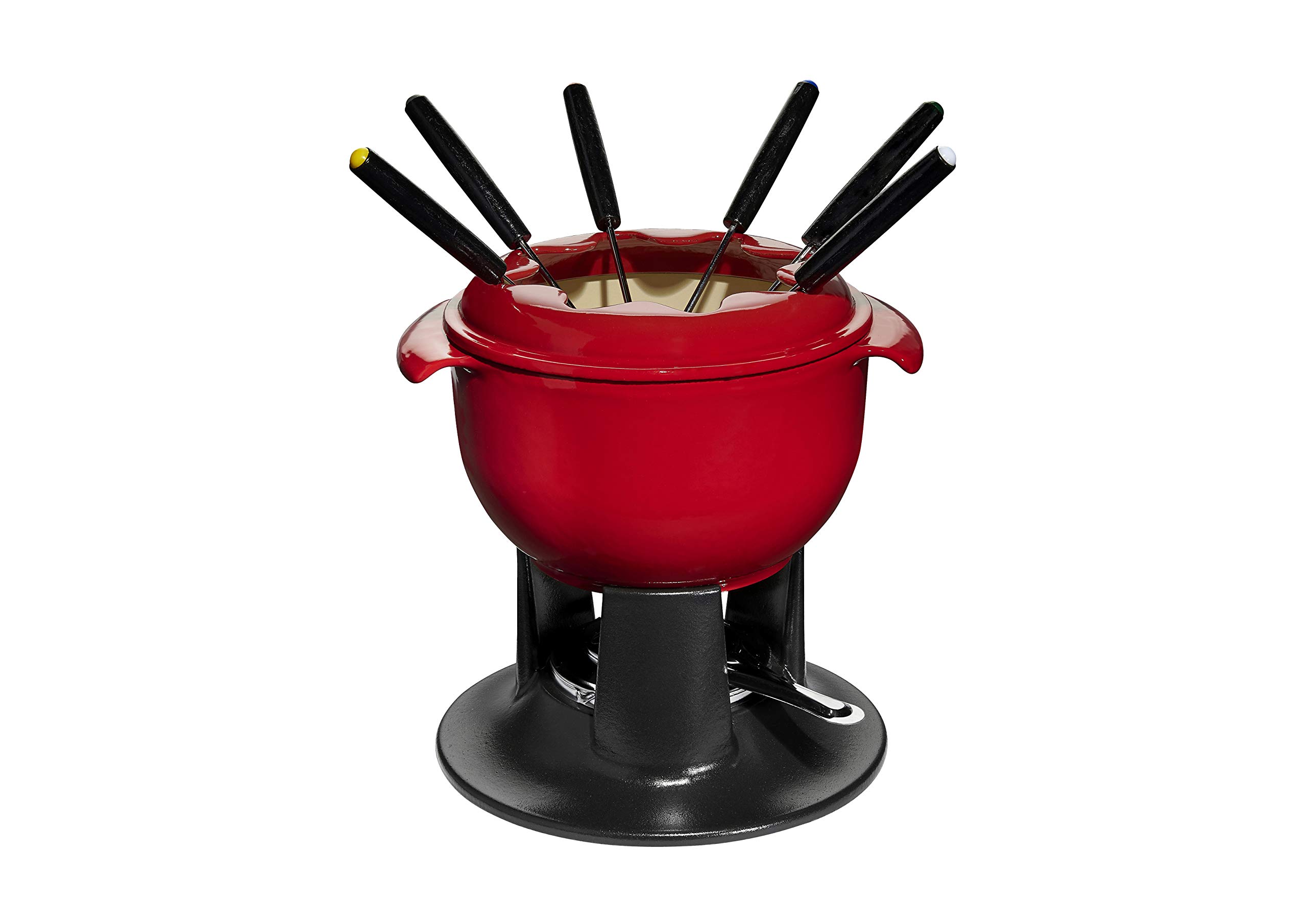 Chasseur Fondue Set, Gusseisen, rot, 22.9 x 22.9 x 10.2 cm, 7-Einheiten