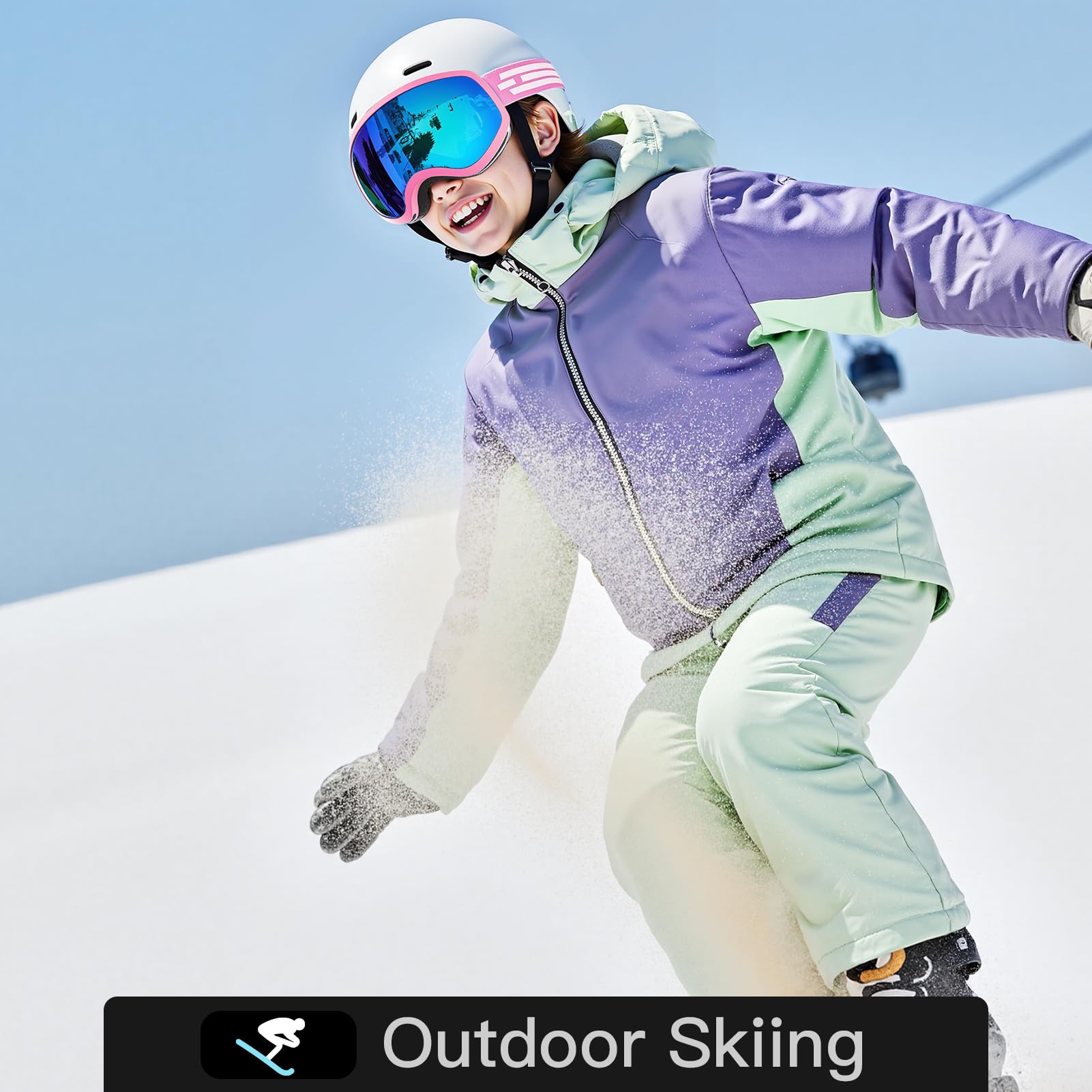 Lunettes de ski pour enfants, adolescents, garçons et filles de 5 à 14 ans