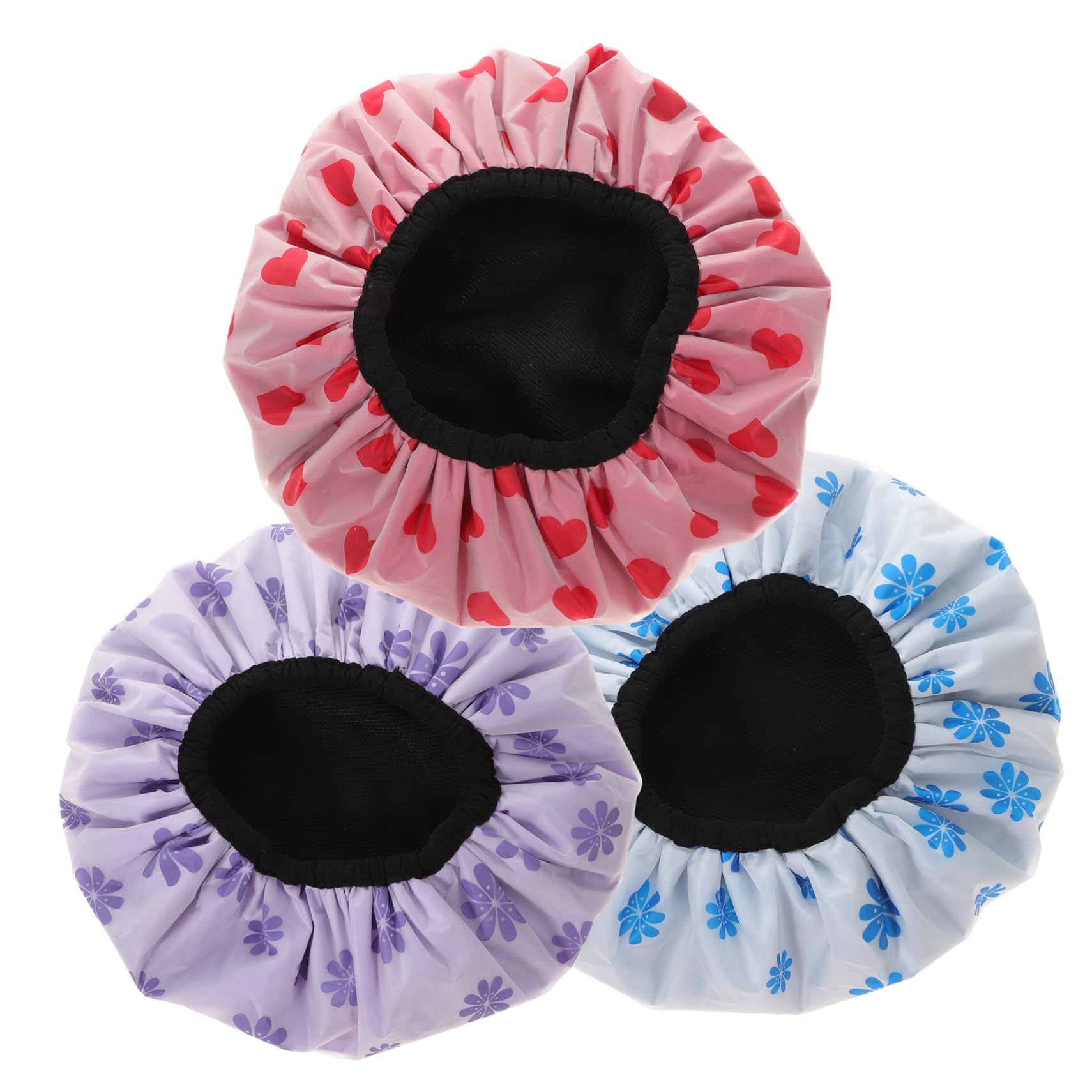 Gorros de Ducha Impermeables de 3 Capas Forro Microfibra | 4 Piezas, Peva y Satén, Elástico y Transpirable, para Niños Mayoría de Personas Estilo Aleatorio