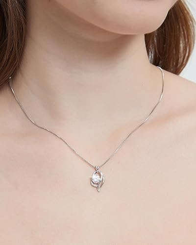Miniatura 7 de Lumirra Collar de diamante de moissanita de 1 quilate para mujer con espejo compacto de oro rosa y tarjeta de mensaje, regalos románticos de