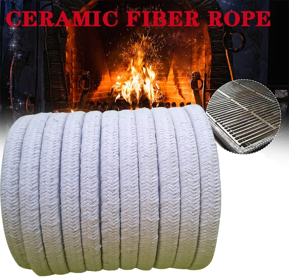 GOONSDS Ceramic Fiber Furnace Rope Seals - Door Sealing Fire Door Sealstuffing Seal,14mmx14mmx5 Meters
