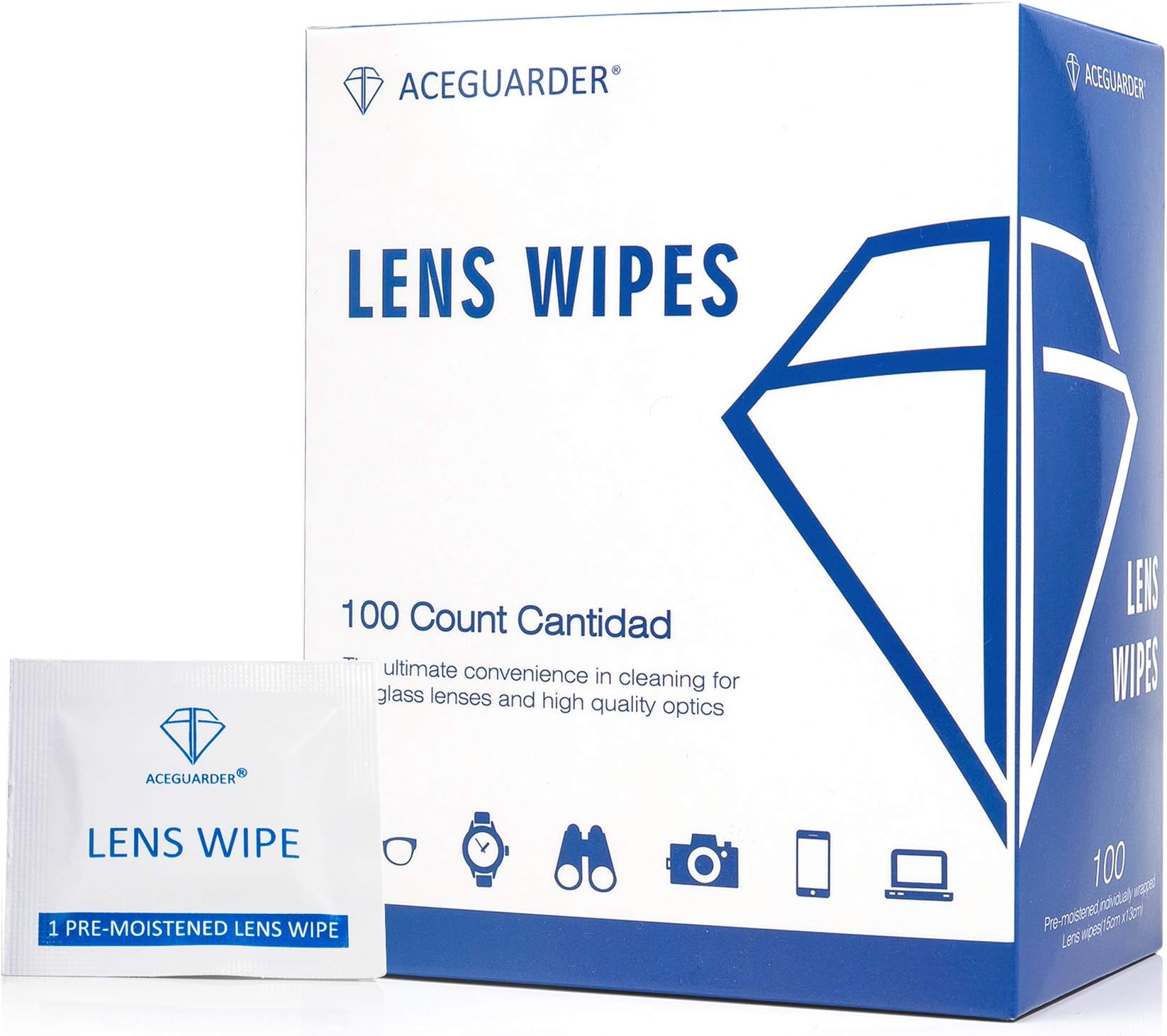 60x Clearwipe Specs/spectacles/Glasses/Lens Cleaner Microfibre Soft Pre Moistened Wipes