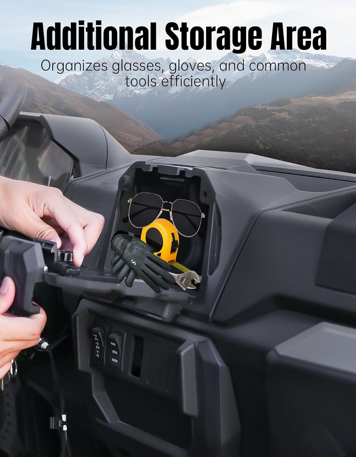 Electronic Tablet Phone Mount Holder Compatible with Polaris Ranger XP 1000 / Crew XP 1000 Diesel 2018-2025 GPS Device Mount with Storage Box UTV Accessories