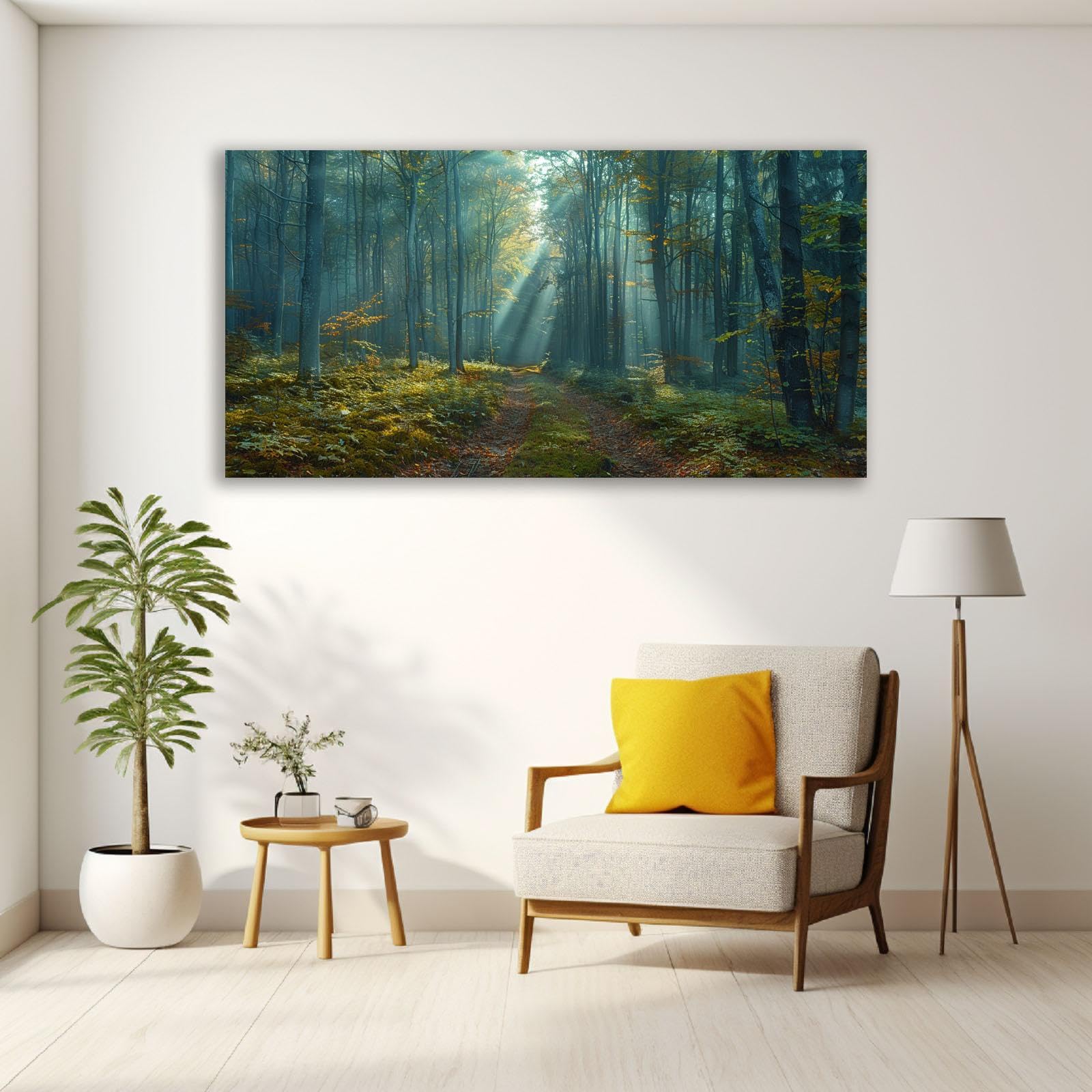 Amazon.co.jp: JOSUE 森 絵画 絵 森の風景 キャンバスアートパネル