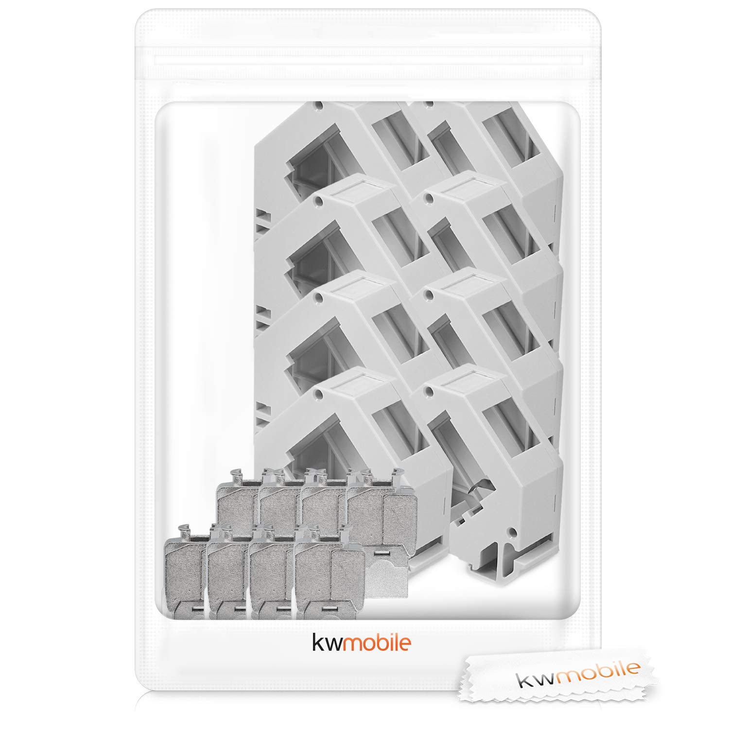 kwmobile Set Modulo Keystone CAT 6A schermati Presa RJ45 8x Supporti adattatori Barra DIN