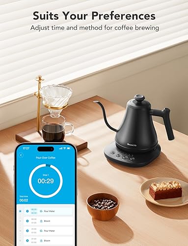 Miniatura 4 de GoveeLife Hervidor eléctrico inteligente, hervidor de cuello de cisne WiFi de 0.8 L compatible con Alexa, 5 modos de uso, calentamiento rápido de 3