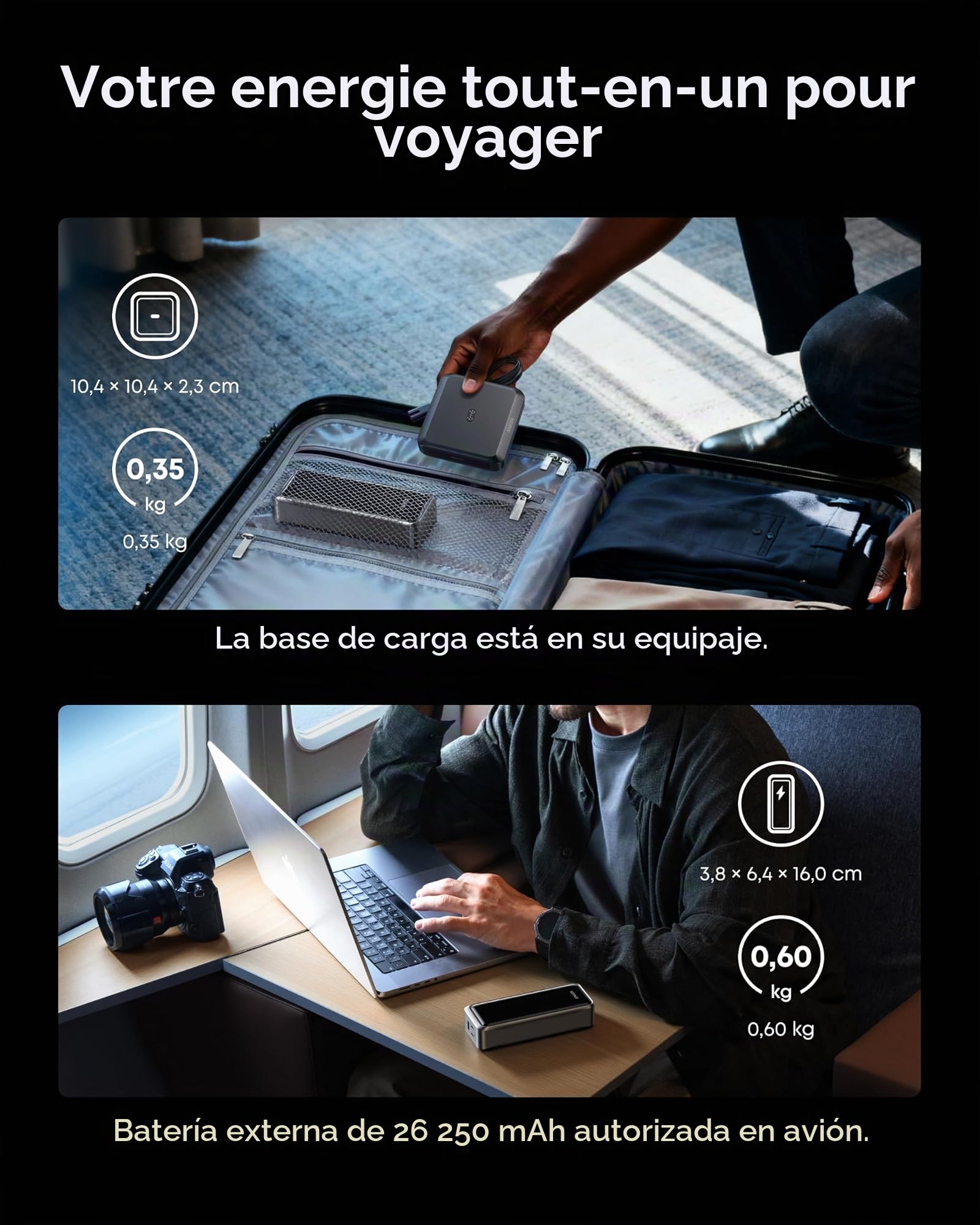 Anker Prime Power Bank con Base de Carga, 26.250 mAh, 300 W | Para 6 dispositivos, carga bidireccional, apta para vuelo, control por app, compatible con MacBook e iPhone