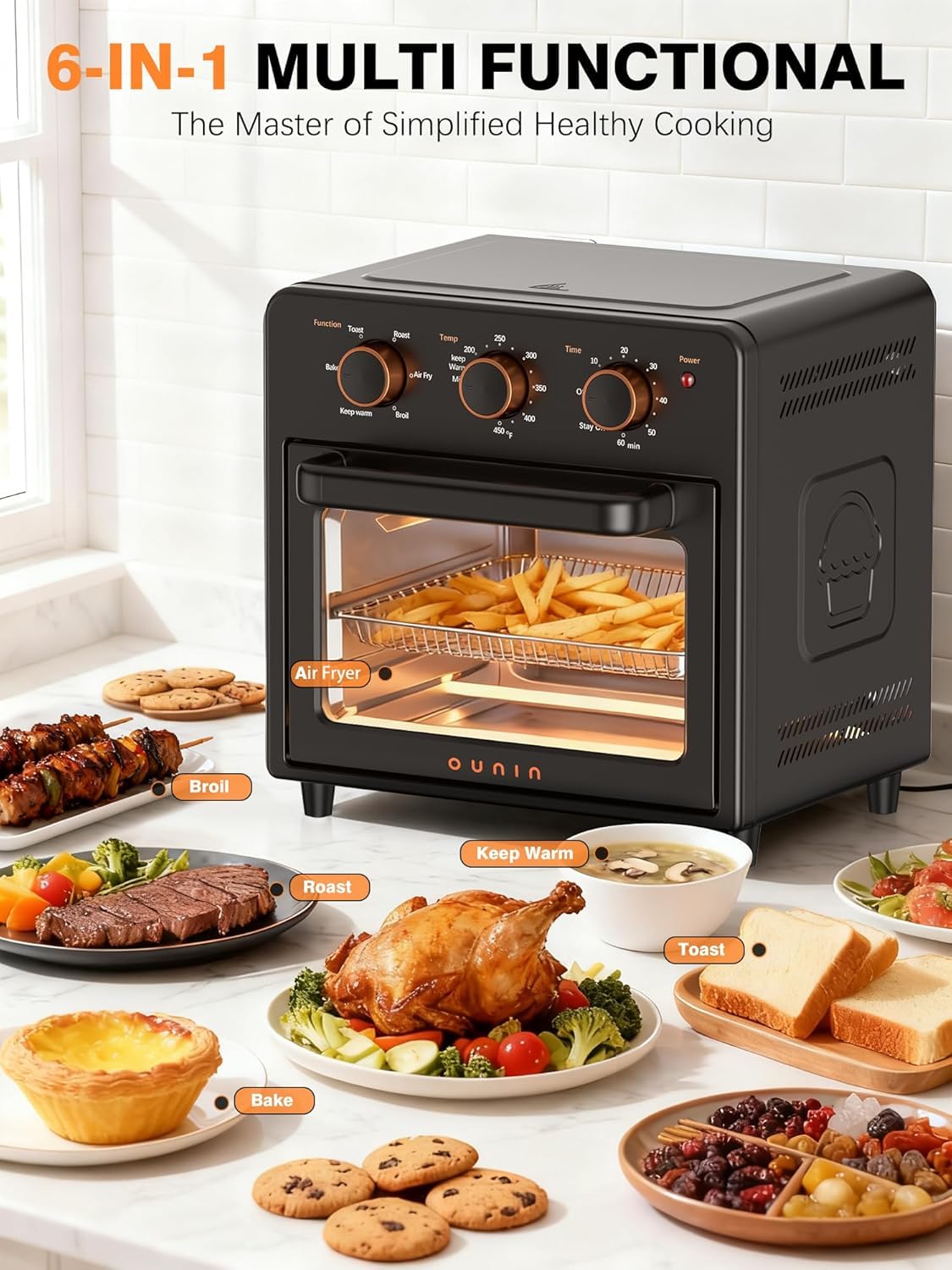 Horno OUNIN 24 L, multifunción 11 en 1 para hornear y cocinar al vapor