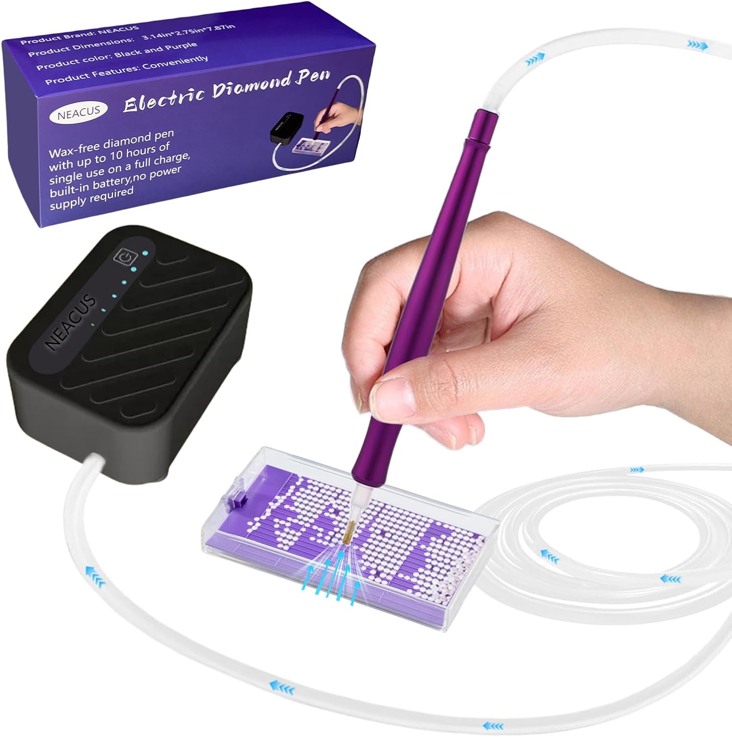 Electric Diamond Art Pen, Vacuum Diamond Art Pen Has Three Gears to Adjust According to Your Needs. You Can Hardly Hear Any Sound During Use, Allowing You to Immerse Yourself in Painting.