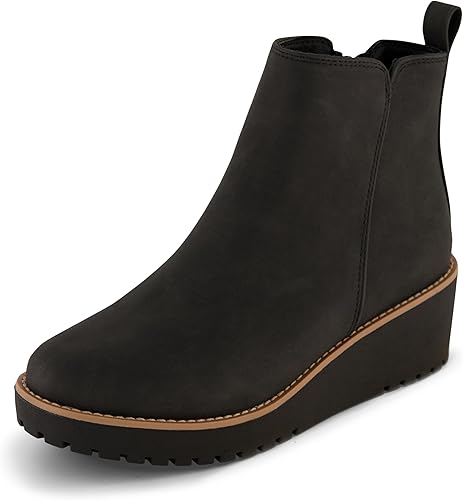CUSHIONAIRE Botas de cuña Ilena para mujer + espuma viscoelástica, anchos disponibles, Negro -