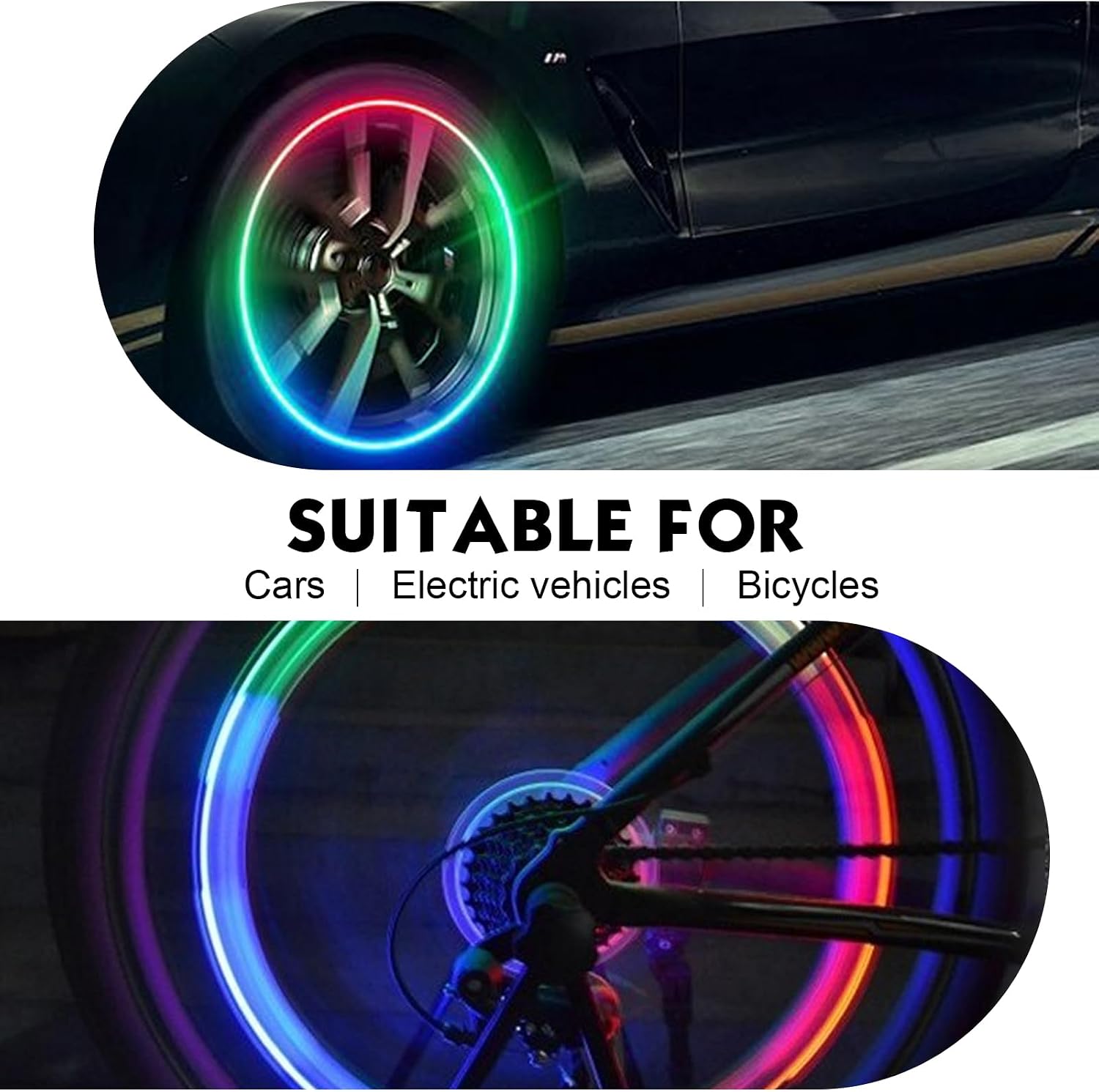 6 PCS LED Valve Stem Lights, Colorful Waterproof Car Wheel Lights, Automotive Tire Decoration Flash Lamp, for Car, SUV, Truck, Motorcycle, Bike (Multicolored)