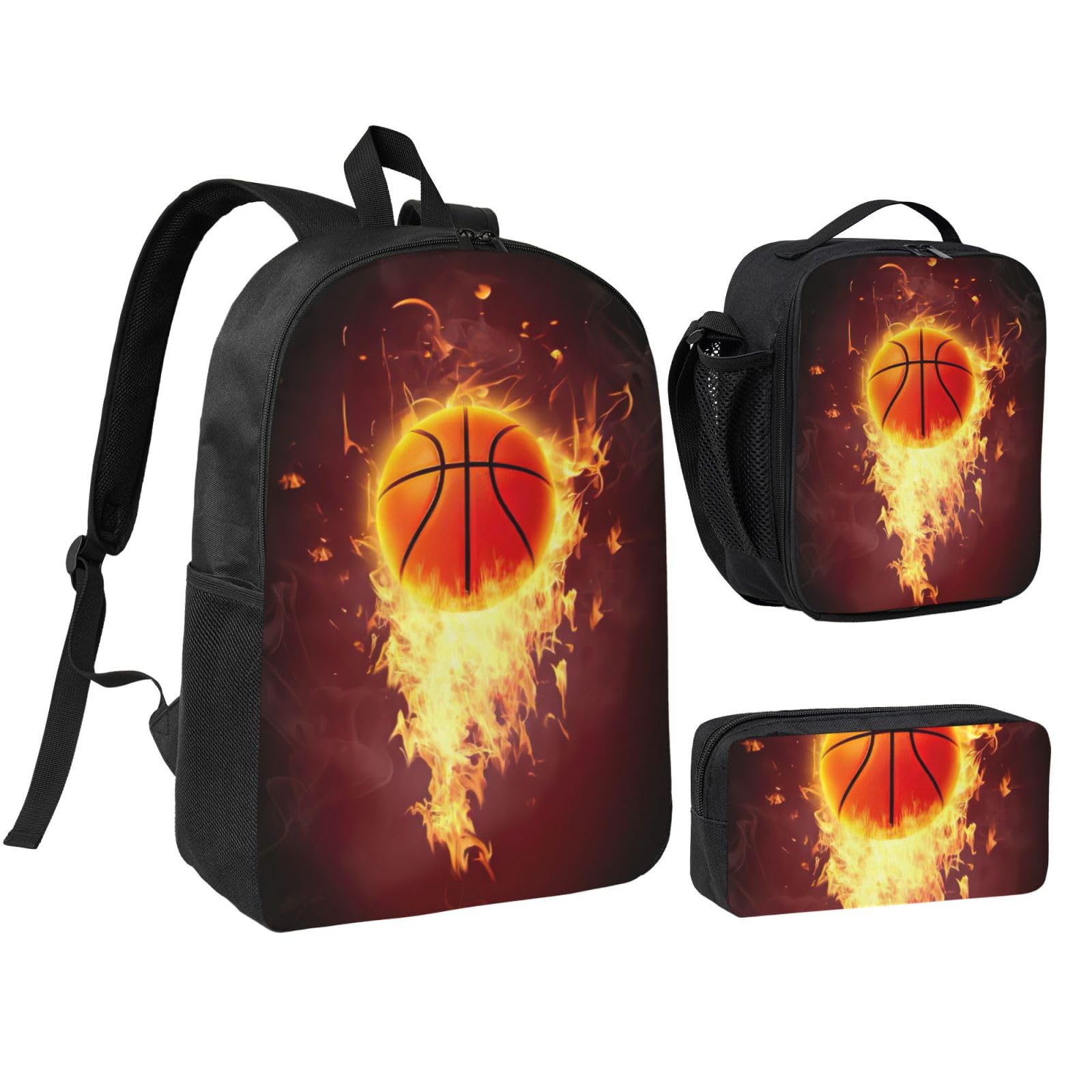 Mochila escolar ligera con estampado de baloncesto EdWal e incluye lonchera a juego 8
