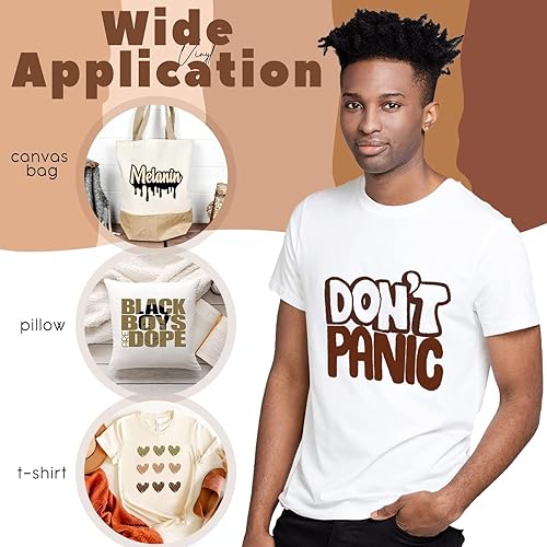 Miniatura 5 de Tintnut Vinilo HTV  16 hojas de 12 x 10 pulgadas de vinilo de transferencia de calor, paquete de vinilo marrón HTV para planchar en camisetas,