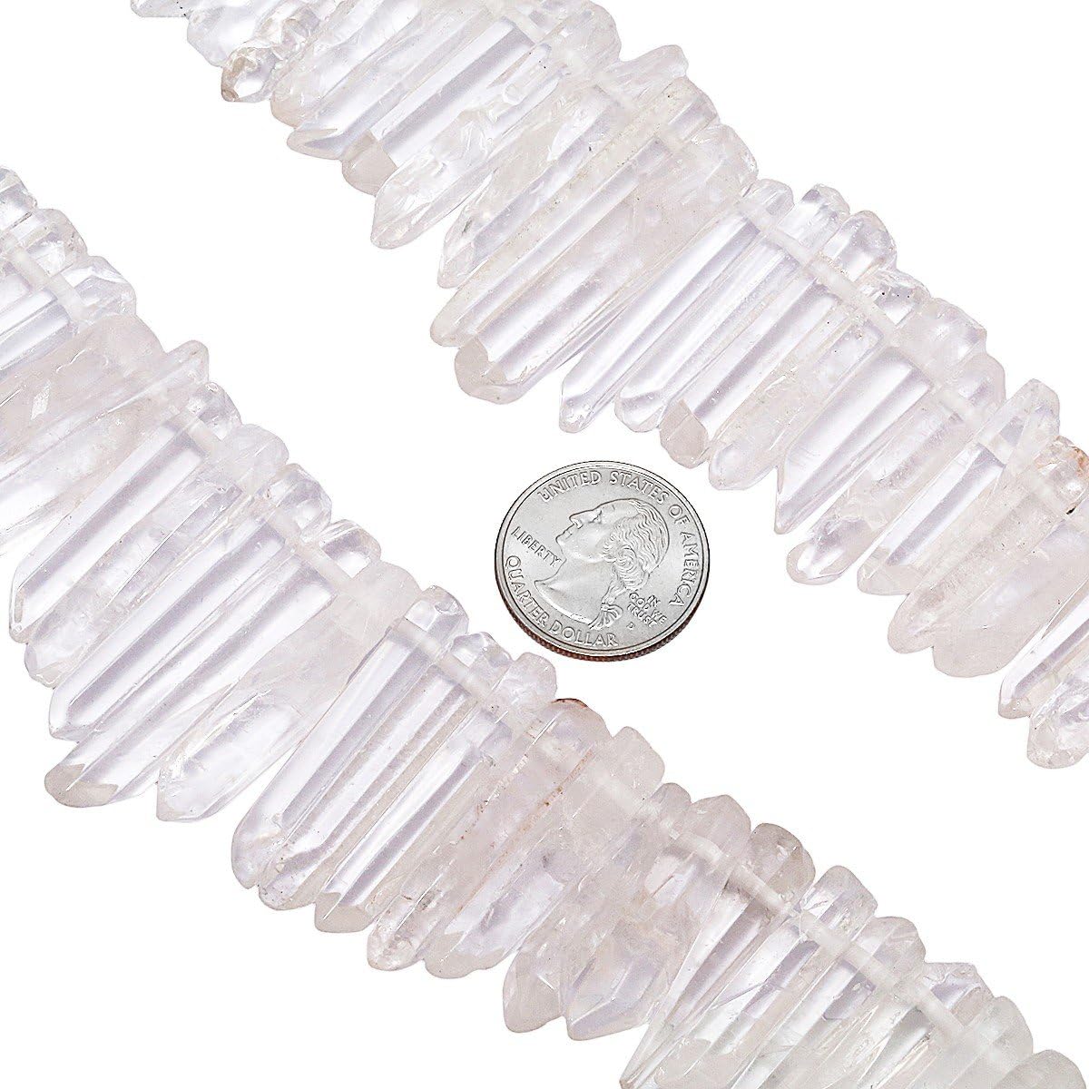 SUNYIK Natural Rock Quartz Crystal Points Quartz Polished Sticks Spikes Point Beads 15 inch Strand Drilled - Image 4
