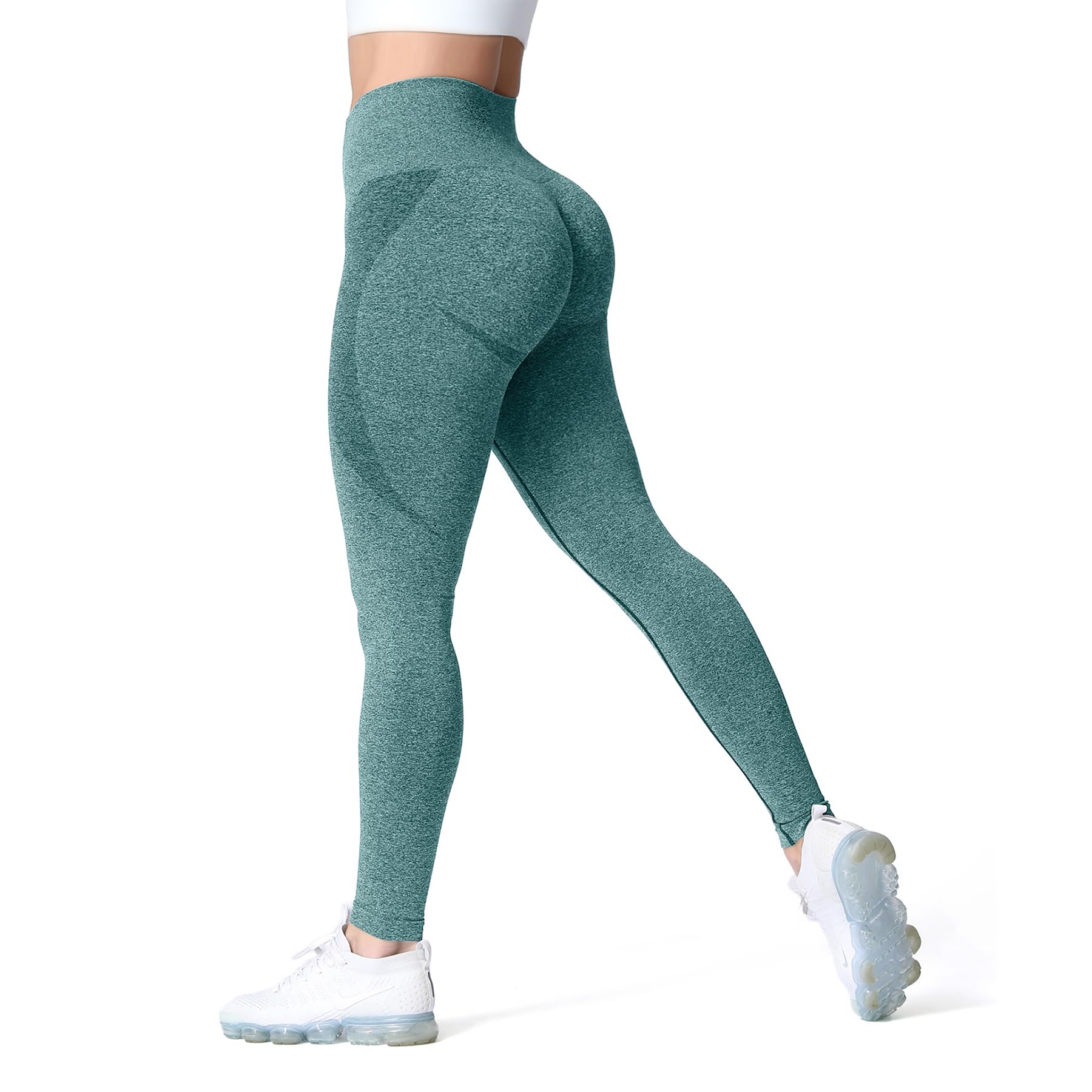 Aoxjox Workout Seamless Leggings for Women Smile Contour High Waisted Athletic Yoga Pants Tights 26"