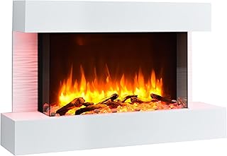 BALDERIA Elektrokamin Aidan | Elektrischer Standkamin mit 3D-Flammeneffekt | Elektro Heizung 2000W, LED-Beleuchtung | Kamin mit Fernbedienung, Timer, Startsteuerung & Thermostat | Weiß