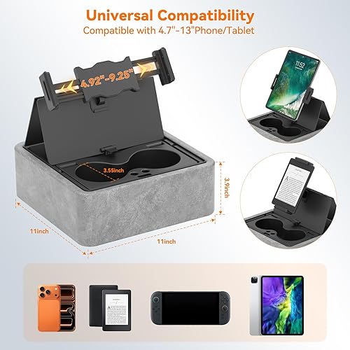 Miniatura 6 de KDD Soporte de almohada para tableta, soporte ajustable para iPad para cama, regazo y escritorio con dos portavasos y bandeja de almacenamiento,