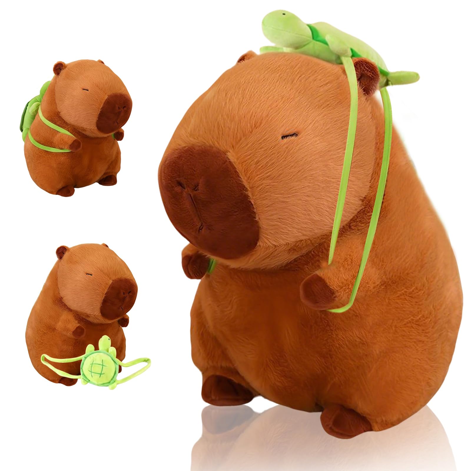 Capybara Kuscheltier 23 CM Capybara Plüschtier mit Schildkrötenrucksack Niedliche Wasserschwein Kuscheltier Stofftier capybara Plushie Puppen Spielzeug Geschenk Kinder Cartoon Wasserschwein Plüschtier