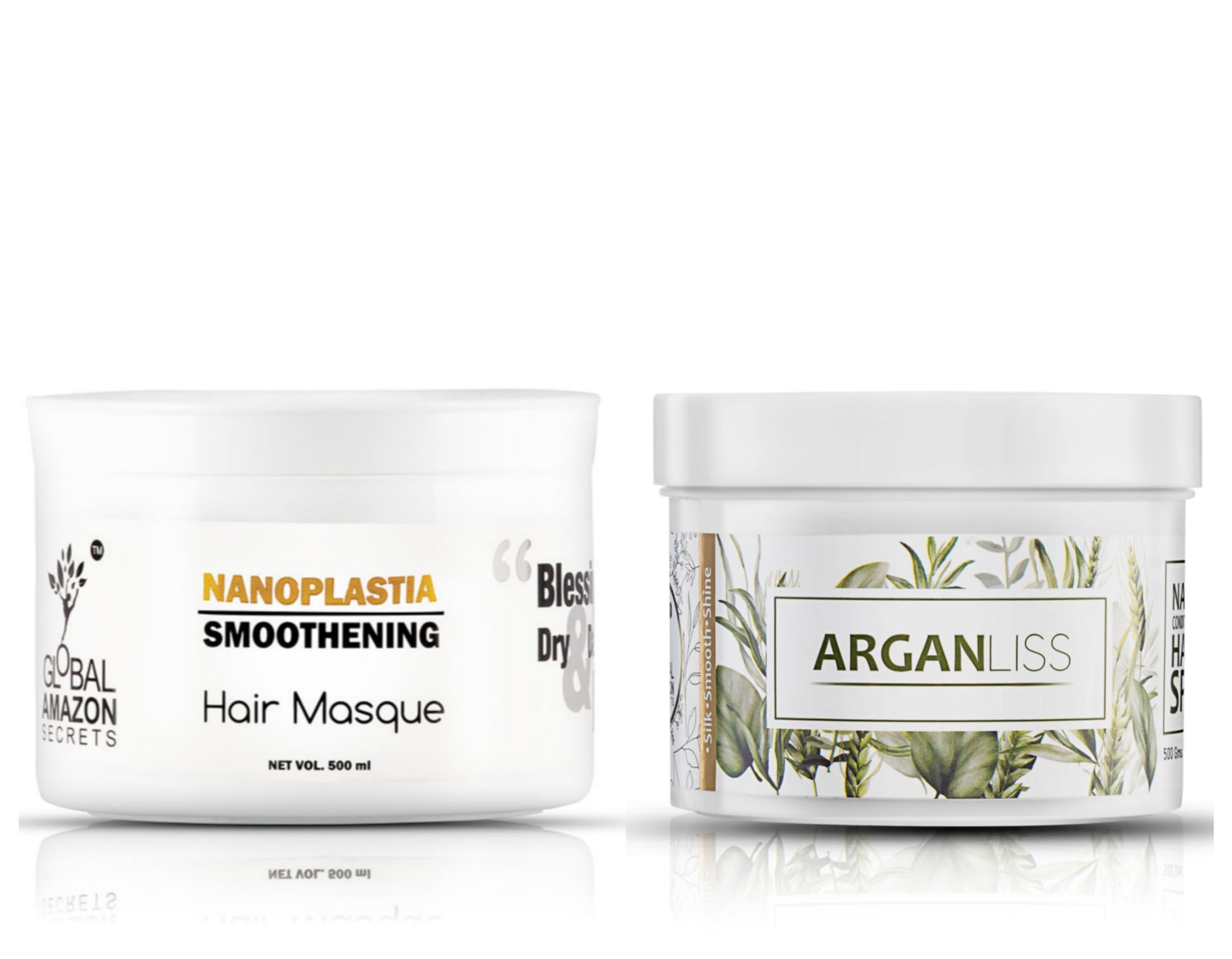 Global Amazon Secrets Hair Masque Set, Nanoplastia and Arganliss, 500ml Each, Sulphate and Paraben Free, Pack of 2-image-19