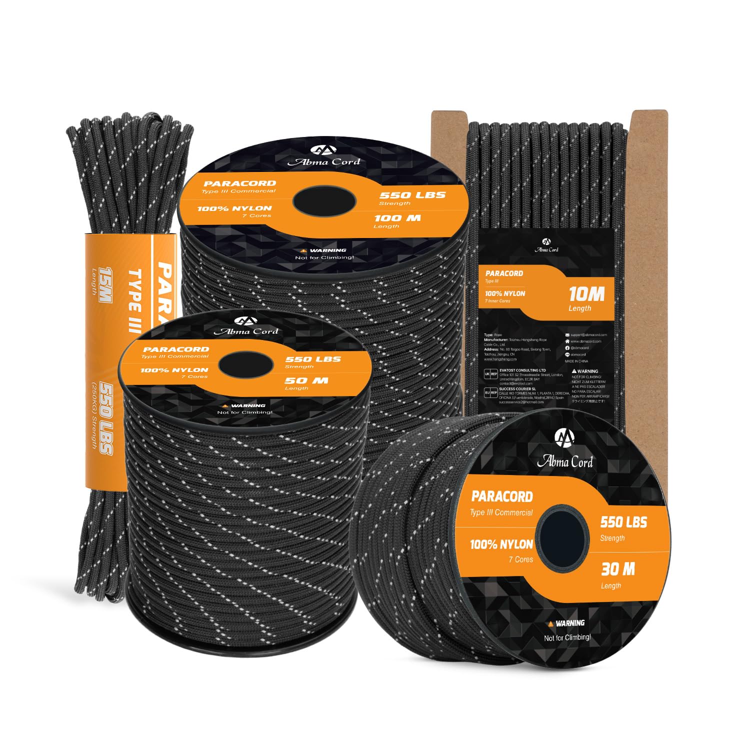 Abma Cord Paracord 550 4mm 10m Nylon Rope Type III 7 Strands Cord