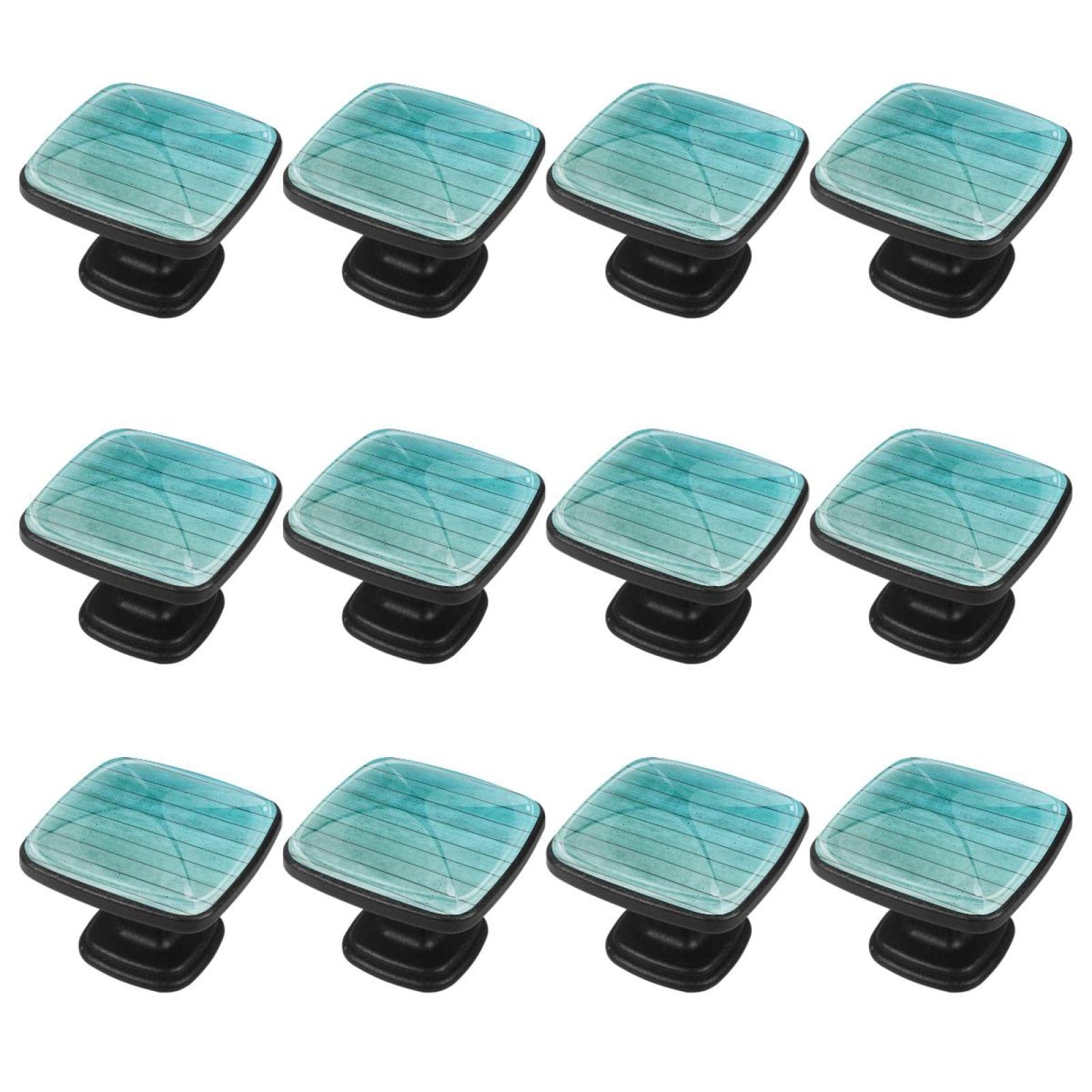 TBOUOBT Confezione da 12 pomelli per mobili, pomelli per comò, pomelli per cassetti, pomelli per mobili da cucina, pomelli per armadi e cassetti,Tavola di legno verde blu sfumato oceano