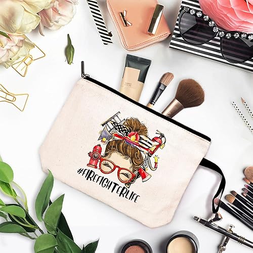 Miniatura 2 de ZHANTUONE Bolsa de cosméticos Firefighter Life, bolsa de cosméticos para mujer, regalo de héroe de fuego para mamá de bombero, regalo de graduación