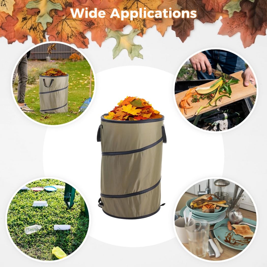 2-Pack Yard Waste Bags, 18.1 X 27.6-Inch Reusable Outdoor Trash Containers, Ideal for Camping, Toy Storage, Lawn Clean-Up