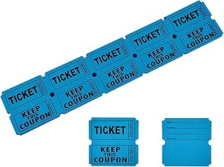 100 Blue Raffle Tickets Double, 50/50 Raffle Tickets for Carnivals Events Entry Parties Class Reward (Blue)