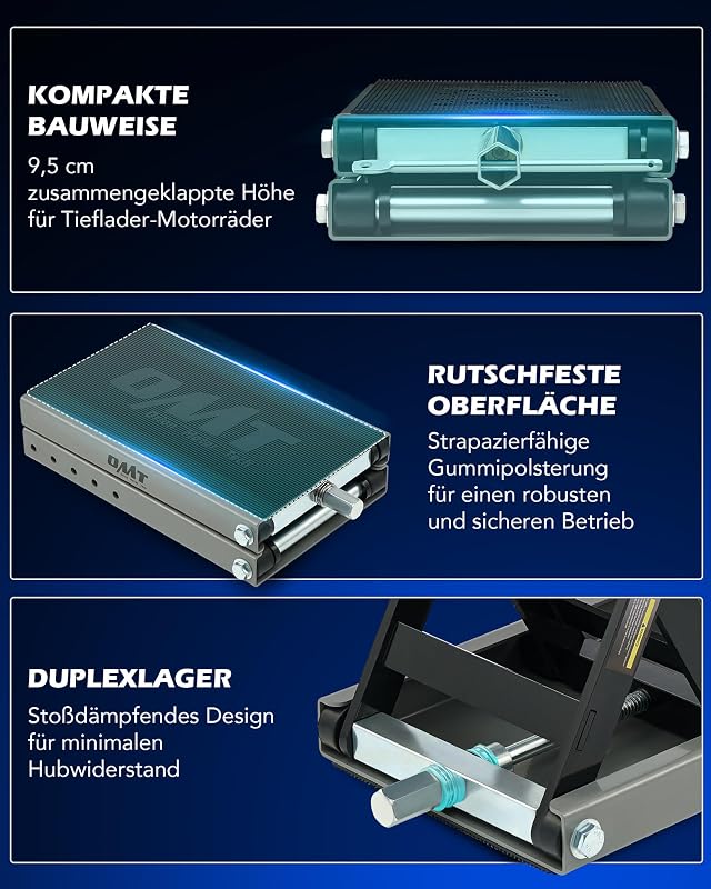 Orion Motor Tech Motoros Emelő 95-370mm Állítható Magasság 500kg Teherbírás Szerviz Emelőkocsi