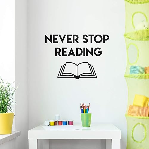 Calcomanía de vinilo para pared, 20 x 29 pulgadas, con cita optimista, inspiradora, moderna, para amantes de los libros, hogar, habitación de niños,