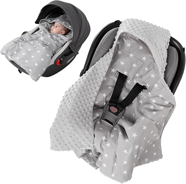 BORDEAG Einschlagdecke Babyschale, 90 X 90 cm Baby Einschlagdecke, Musselin Einschlagdeckes Babyschale, Herbst Winter Babydecke 100% Baumwolle für Kinderwagen, Autositz, Buggy
