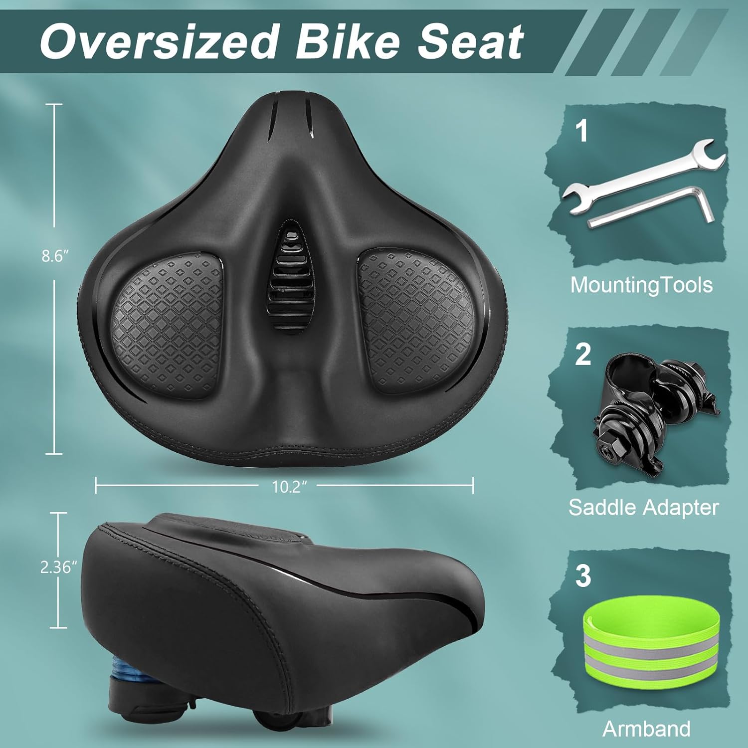 ノーズレスバイクシートクッション 男女兼用 - 追加のパッドと快適なワイド自転車シート、ペロトンバイク用の特大快適サドル