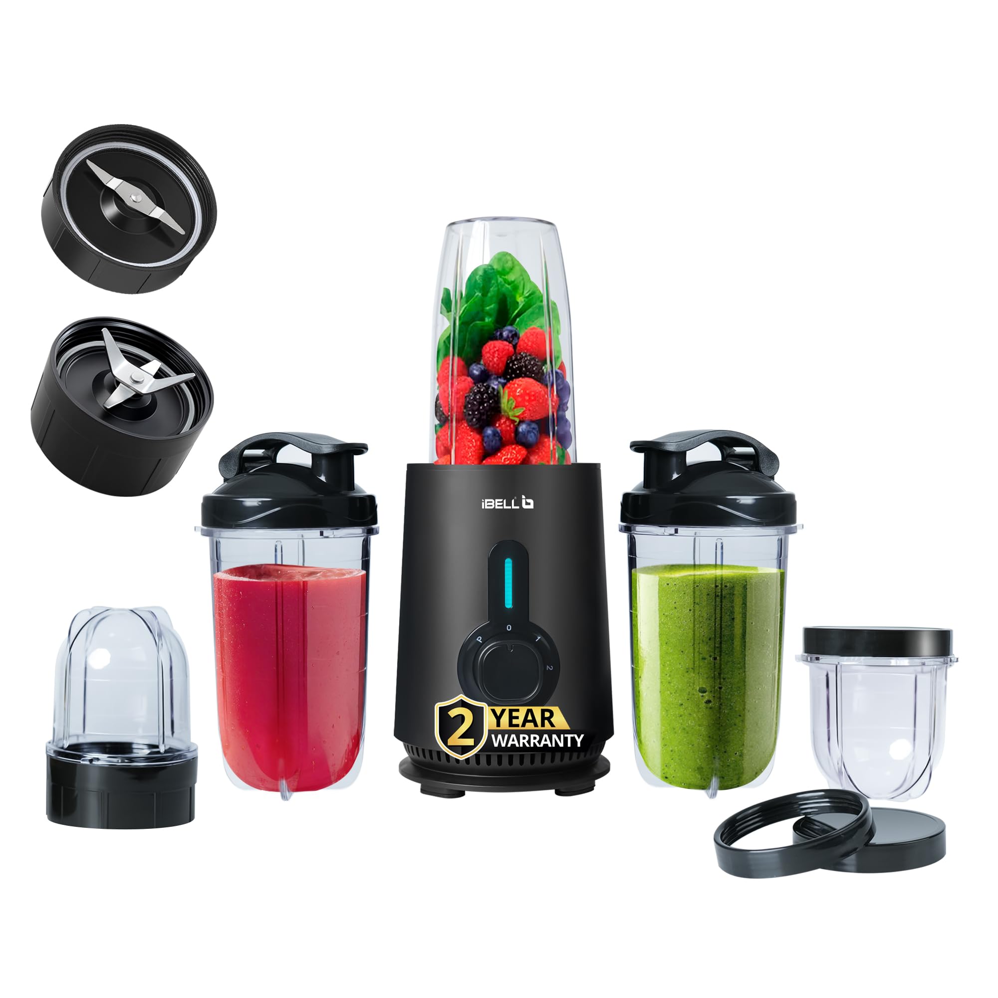iBELL NUTRIMAX500X Nutri Blender - Smoothie Maker with 5 Jars, 2 Year Warranty, 3 Modes, 600 Watts, 24000RPM, 100% Copper Motor with 5 Jars and SS Blades (Black)-image-31