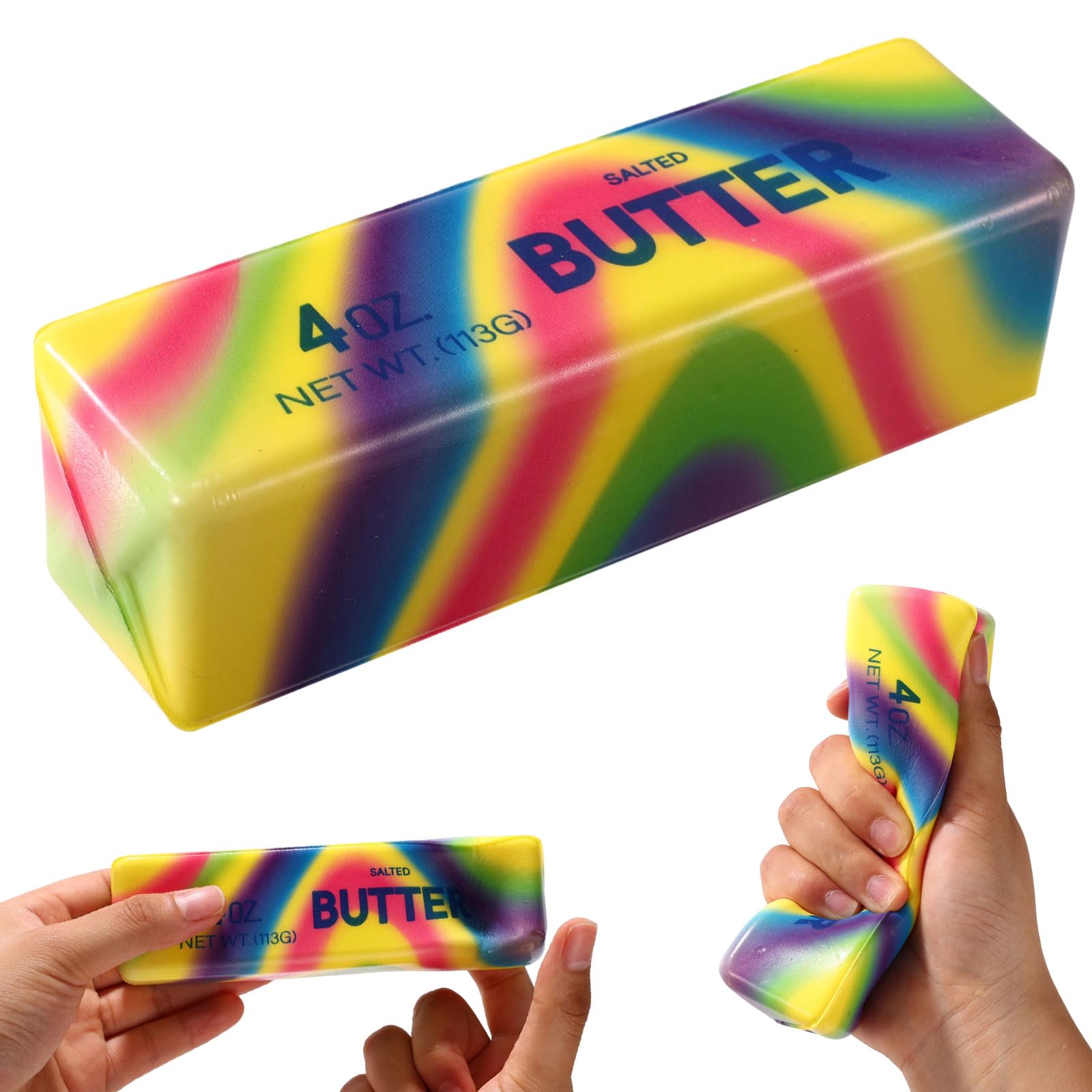 Lyreh Squeeze Butter Squishy Toy, Slow Rising Butter Stick Toy (Rainbow)