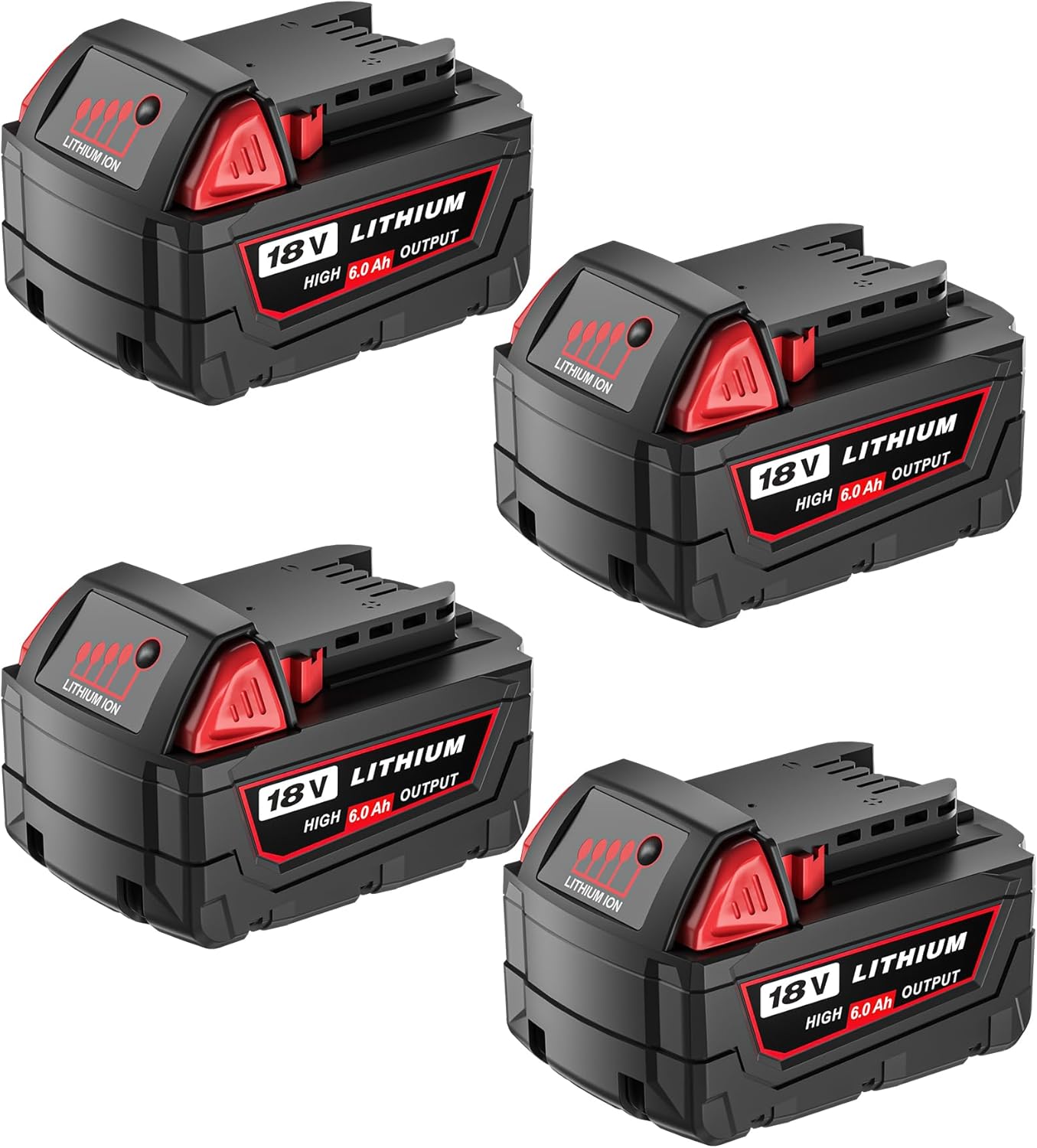 HOCHSTERN 4Pack 6.0Ah Replacement for Milwaukee M-18 Battery Compatible with Milwaukee 18V Battery 48-11-1862 48-11-1852 48-11-1882 18 Volt Batteries Cordless Power Tools