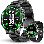Men's Smart Watch with Bluetooth Calls, 1.43" Ultra HD AMOLED, Blood Oxygen/Heart Rate Monitor, Dual Strap Metal/Silicone, 107 Exercise Modes, Waterproof Fitness Tracker, Compatible for iOS Android