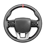Car Steering Wheel Cover for Toyota Hilux/Fortuner Hand Stitch Carbon Fiber&Microfiber Leather Car Steering Wrap