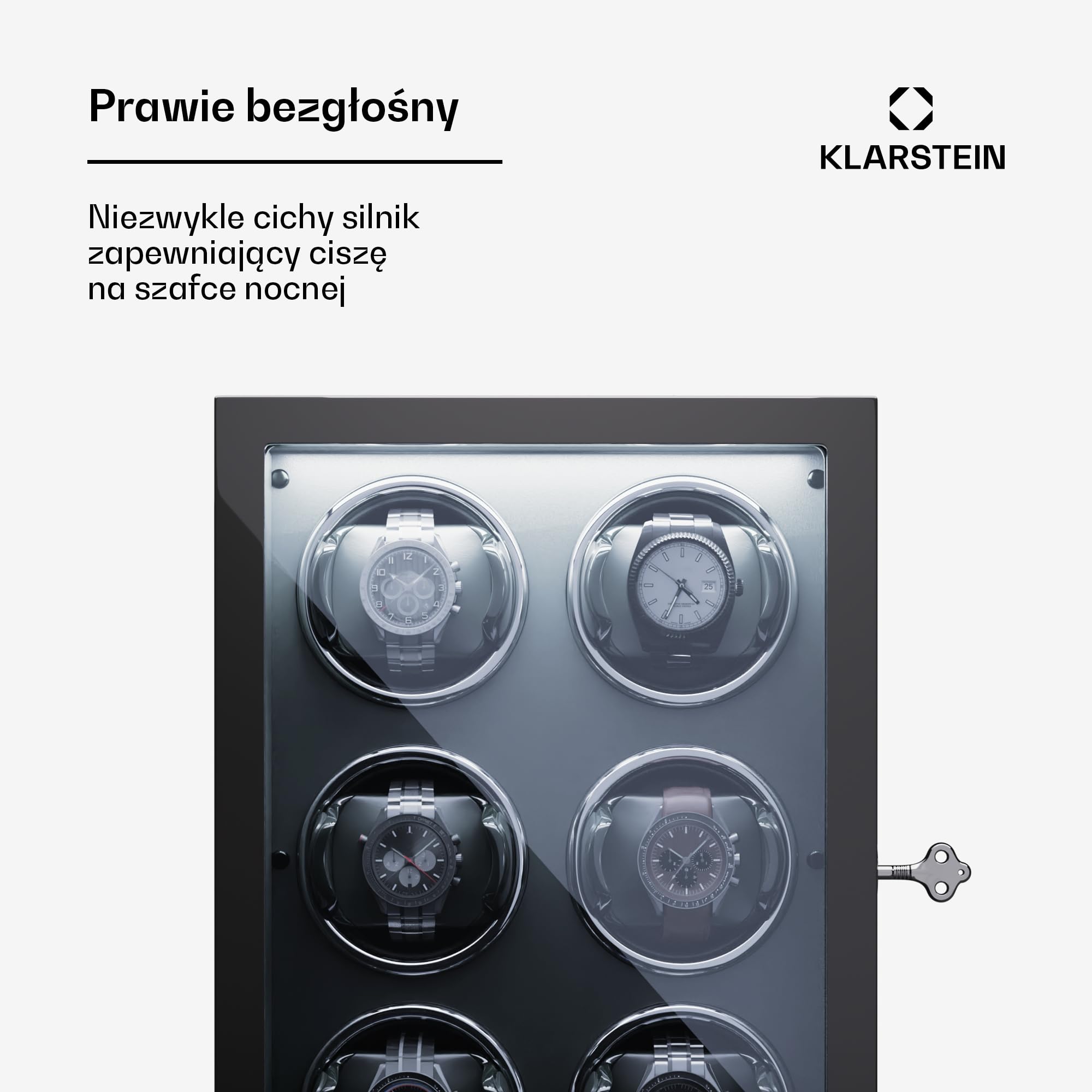 Klarstein Rotomat do zegarków automatycznych, Automatyczny rotomat na 6 zegarków, z drzwiczkami akrylowymi, Automatyczny Niebieskie diody LED, Watch Winder z 5 ustawieniami TPD