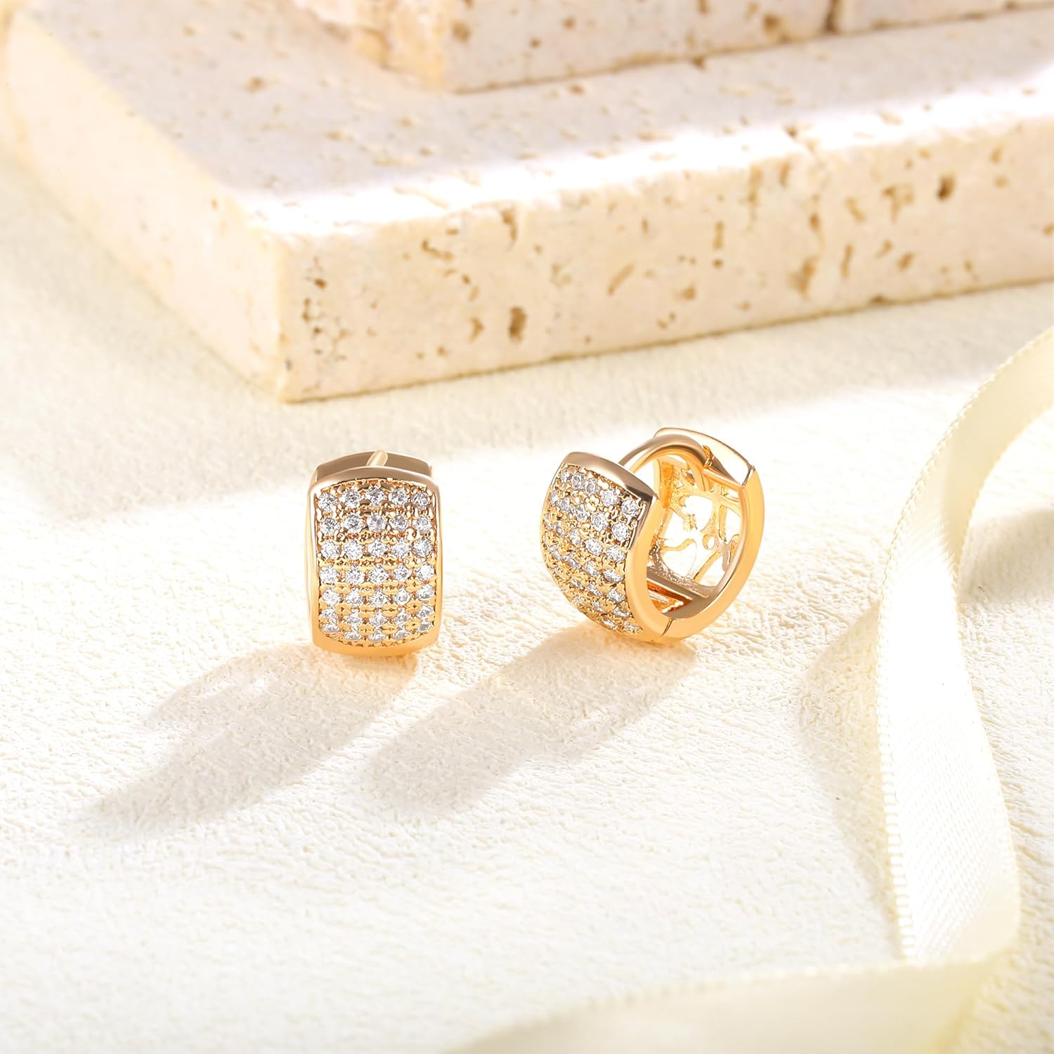 MDFUN Gold Hoop Earrings Set for Women Trendy 14K Gold Plated Hypoallergenic Huggie Hoop Earring Stacks for Multiple Piercing - Image 5