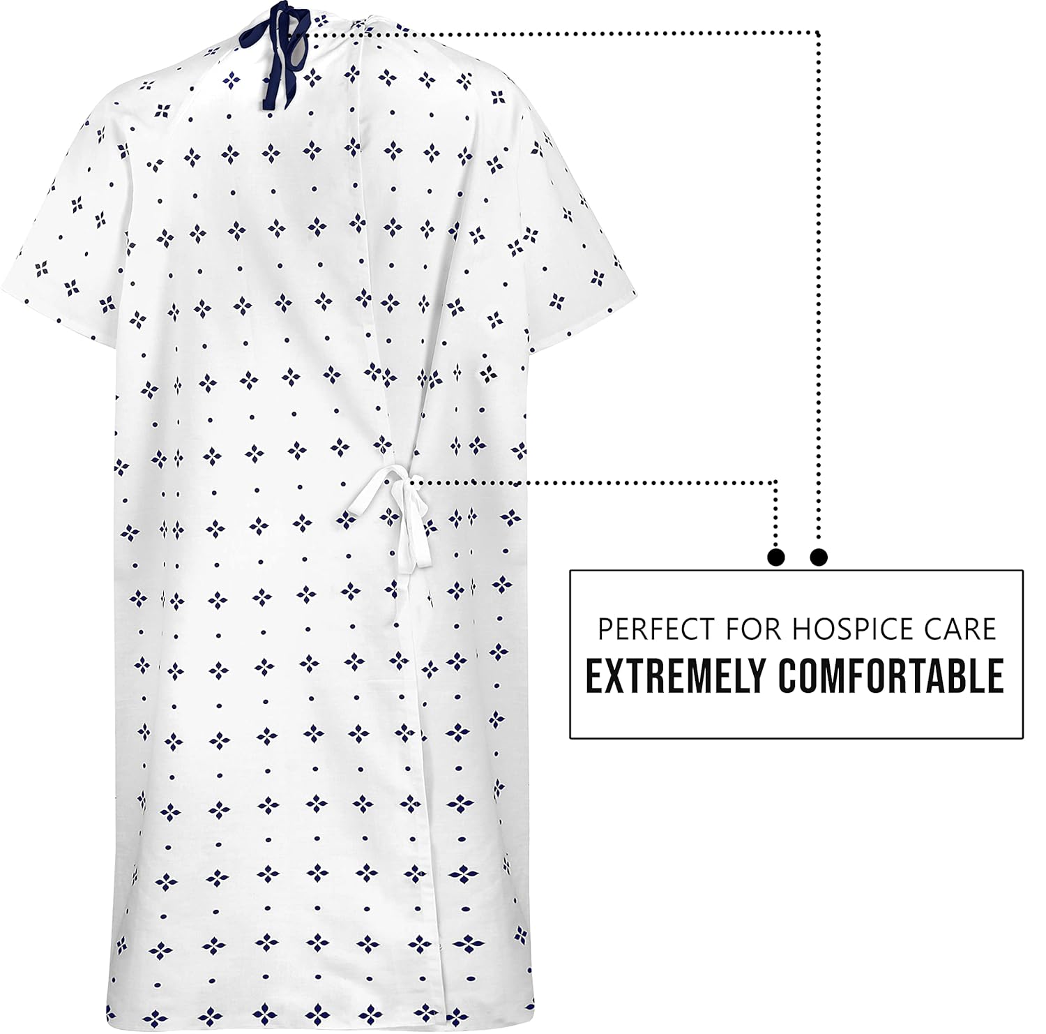 Utopia Care 4 Pack Unisex Hospital Gowns, Patient Gowns for Women and Men with Back Tie, Comfortably Fits Sizes up to 2XL, Pack of 4, Blue Star - Image 3