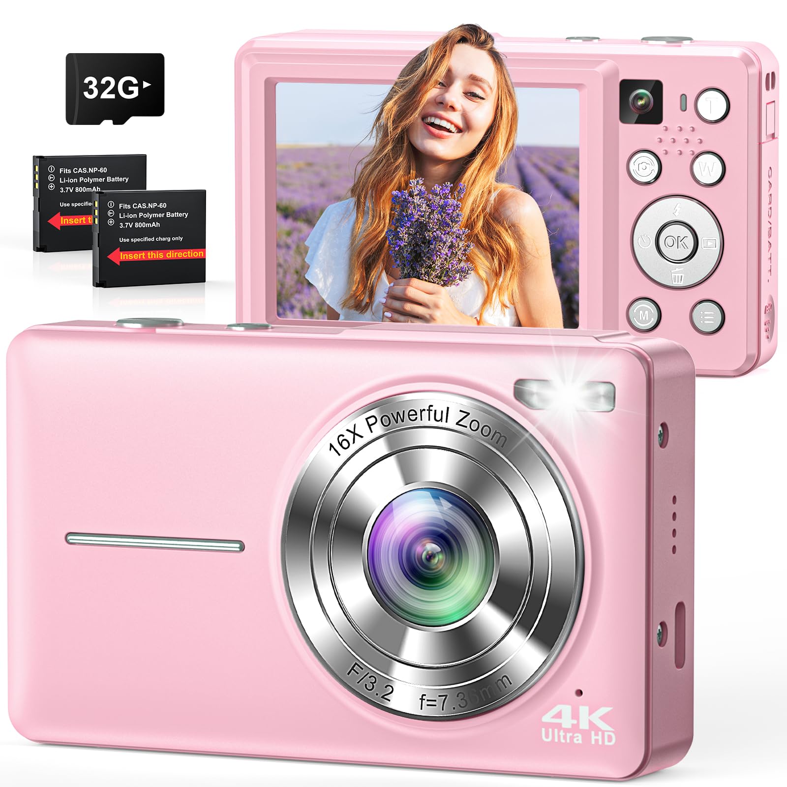 Amazon.com: Digital Camera, 4K 64MP Cameras for Photography, Small
