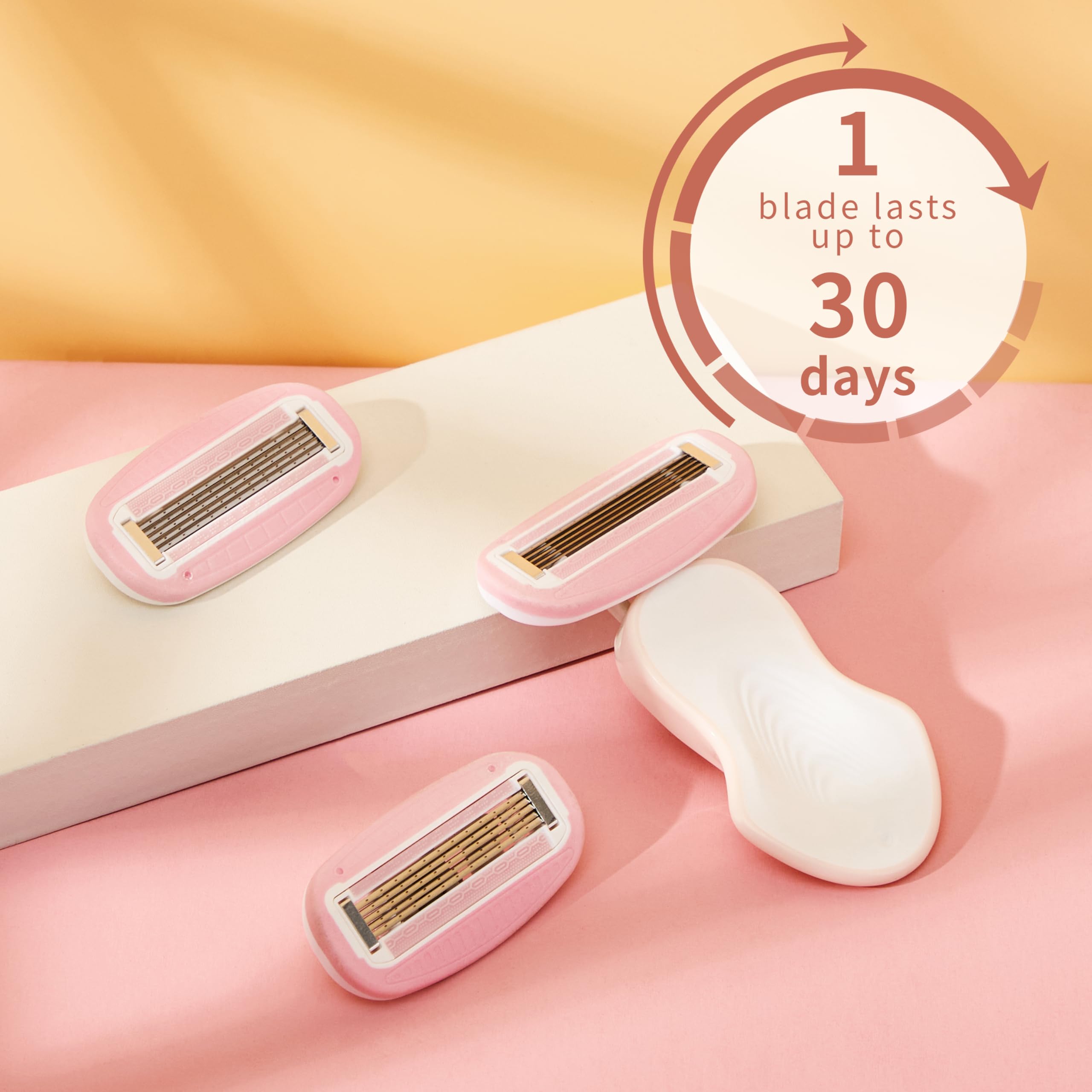 BeautyGlow Mini Rasierer für Frauen, Extra Smooth On The Go Rasierer mit 1 Griff + 5 Klingen Nachfüllungen + 2 Reiseetui, Tragbarer Körperrasierer für Rasur und Haarentfernung (Rosa)