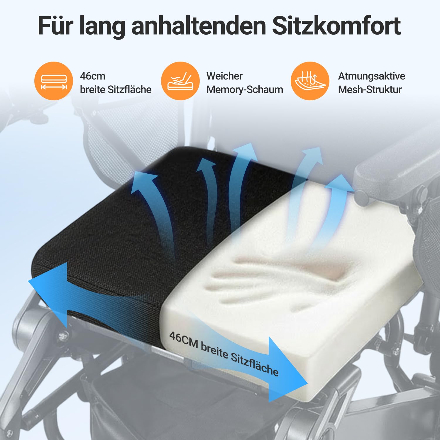 Wefree Elektrischer Rollstuhl Faltbar Leicht, 40 km Reichweite, 500 W Dual-Antrieb, 47 cm Sitzbreite, Kompakt faltbar in 3 Sek., Abnehmbarer Lithium-Akku, Belastbar bis 100KG, für Senioren