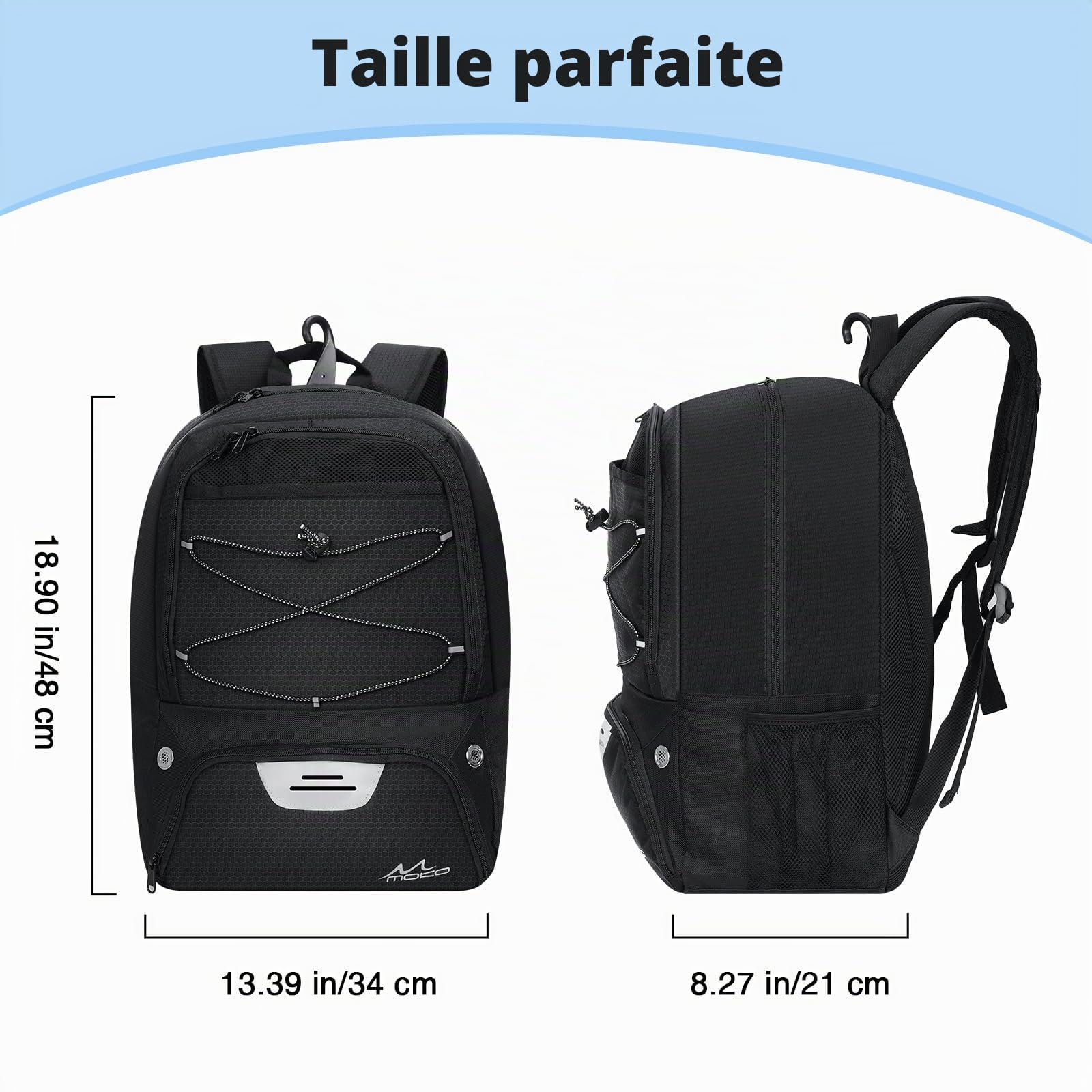 MoKo Sac à Dos de Sac Basket-Ball, Football pour Hommes et Femmes avec Compartiments séparés