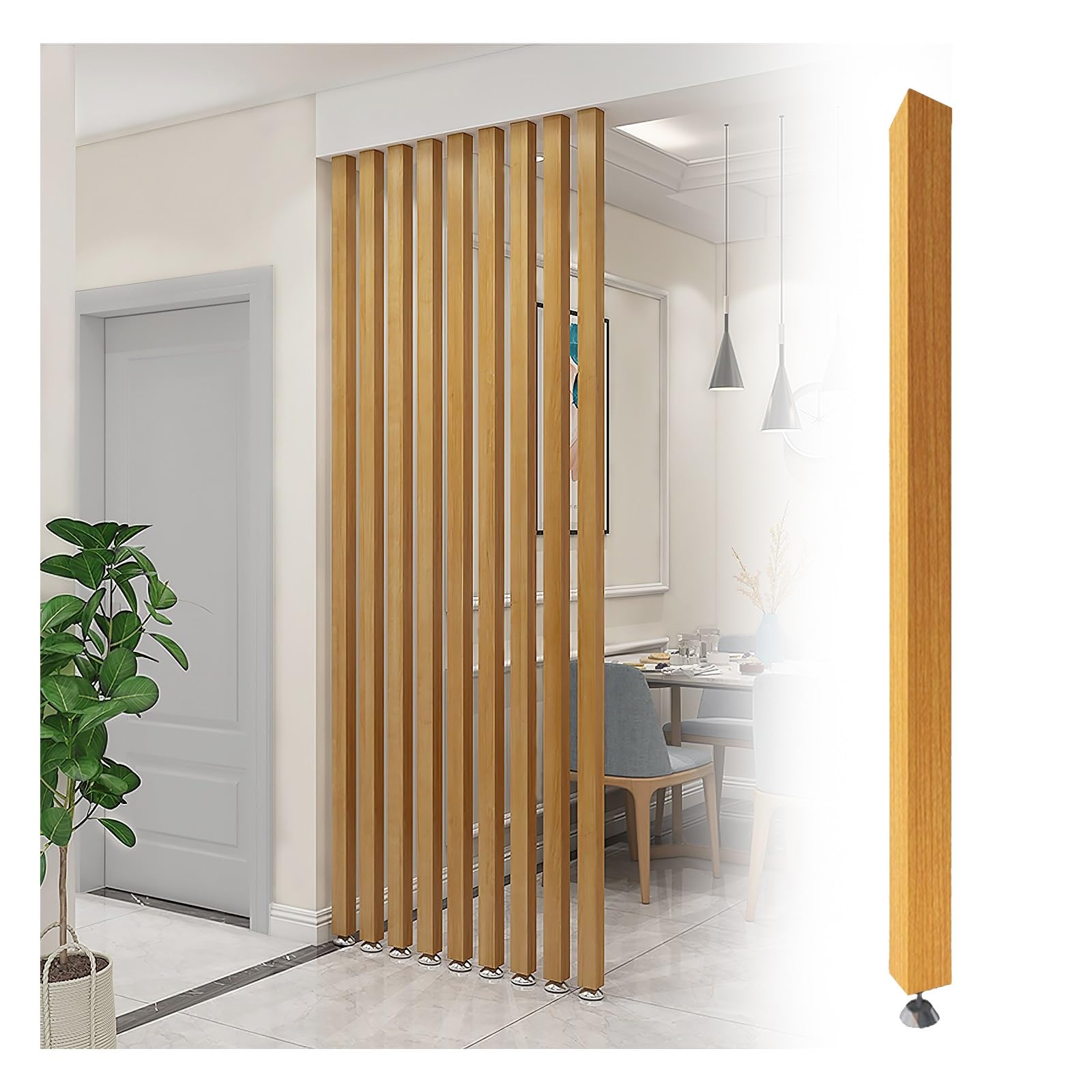 Floor-to-Ceiling Wooden Partition,Translucent Privacy,Partition Column Versatile Space Separator,Room Separation Deviders Post Column Floor To Ceiling,for Front Door(6-pcs,205cm/80.7in/6.72ft)